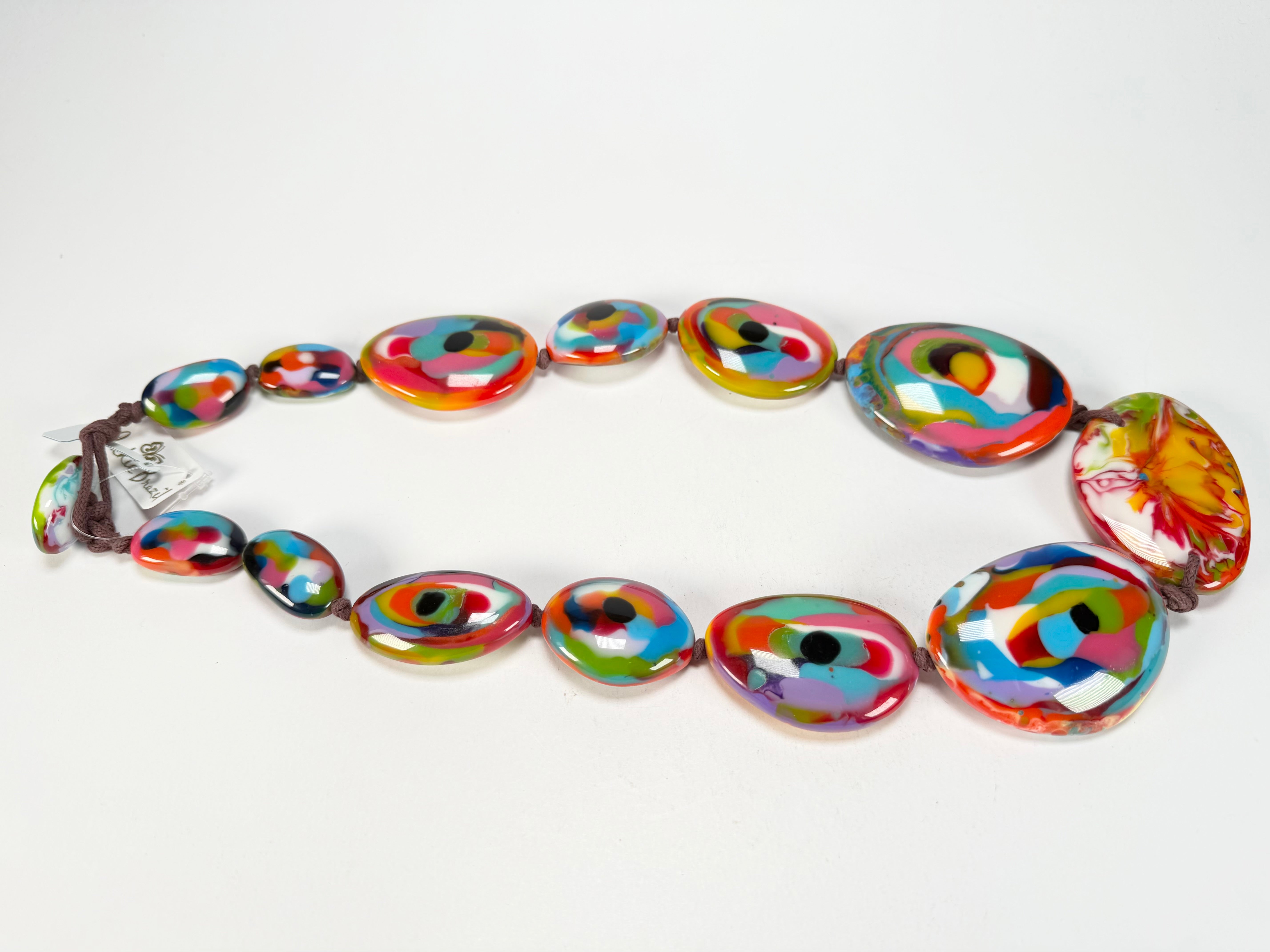 Jackie Brazil "Kandinsky" Long Flat Riverstones 65cm Necklace ( N3700 )