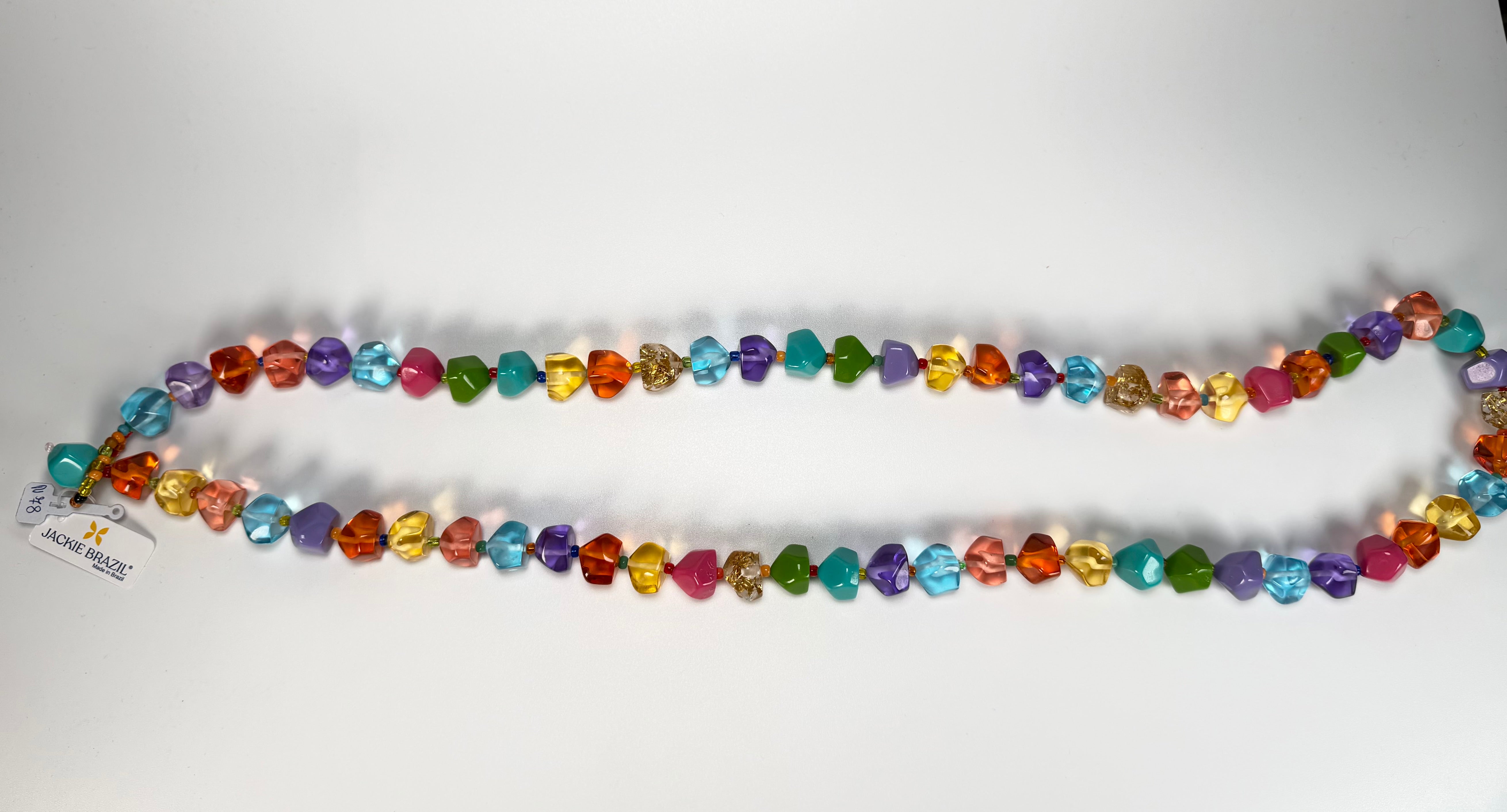 Jackie Brazil "Camille" Transparent Carnaval Mix Small Stones 110cm Necklace ( N0078 )