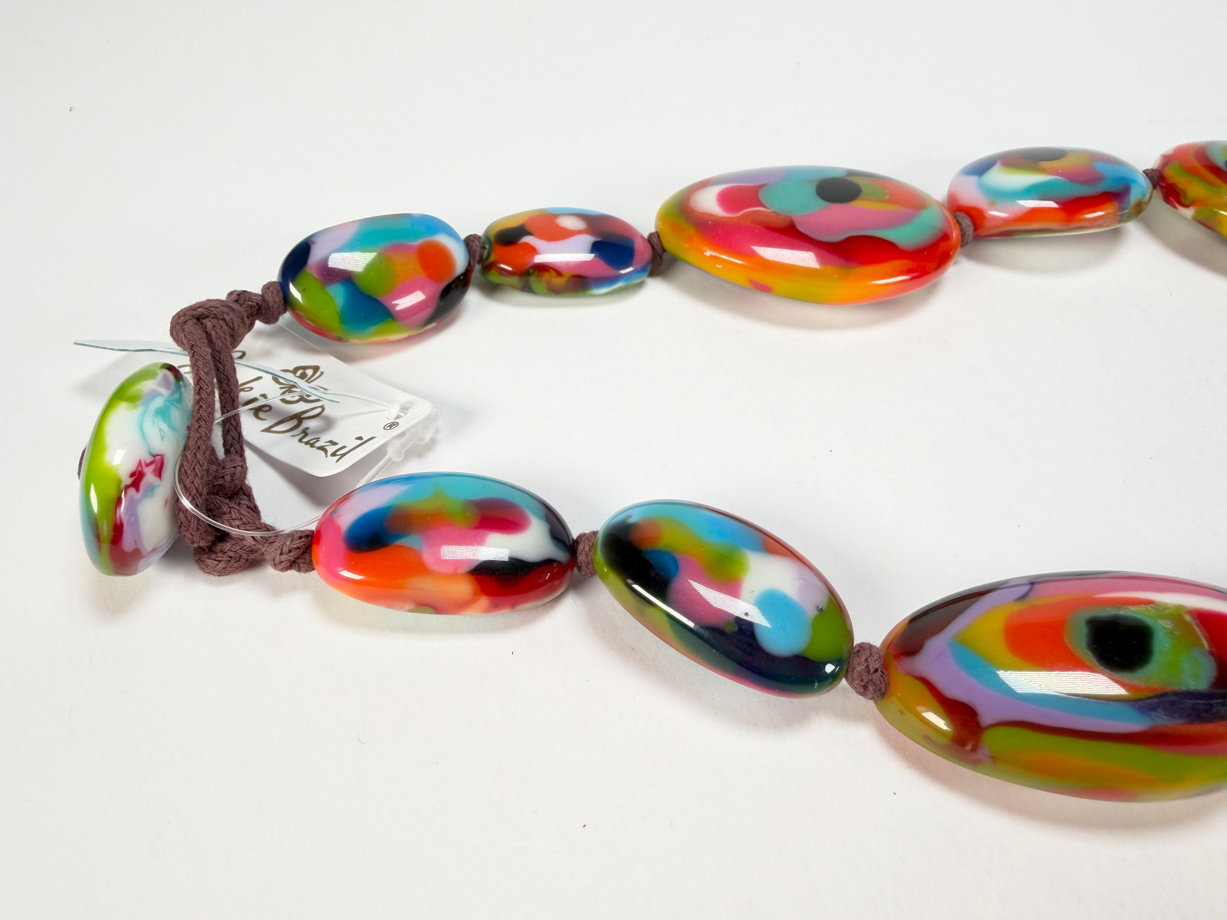 Jackie Brazil "Kandinsky" Long Flat Riverstones 65cm Necklace ( N3700 )