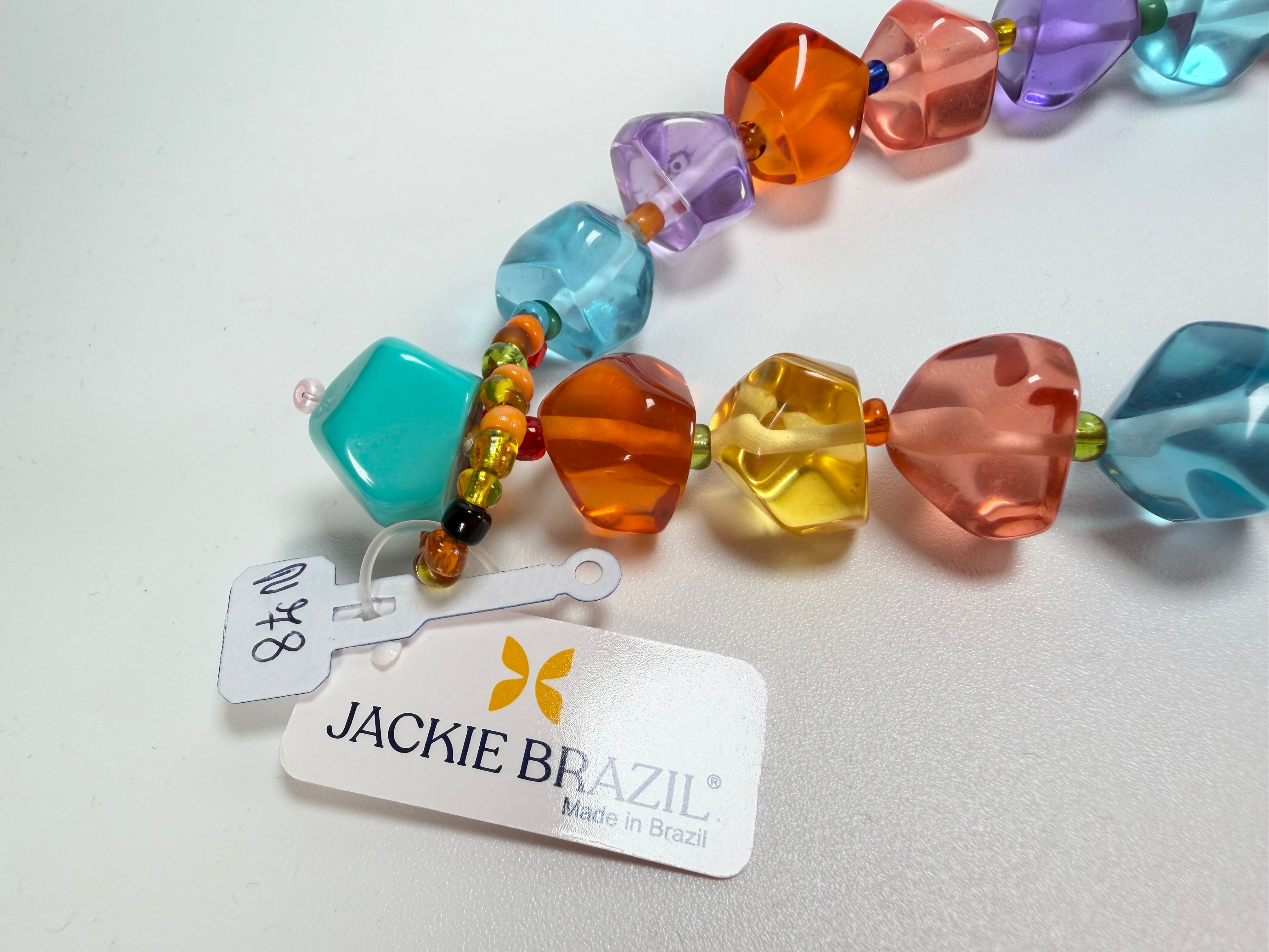 Jackie Brazil "Camille" Transparent Carnaval Mix Small Stones 110cm Necklace ( N0078 )