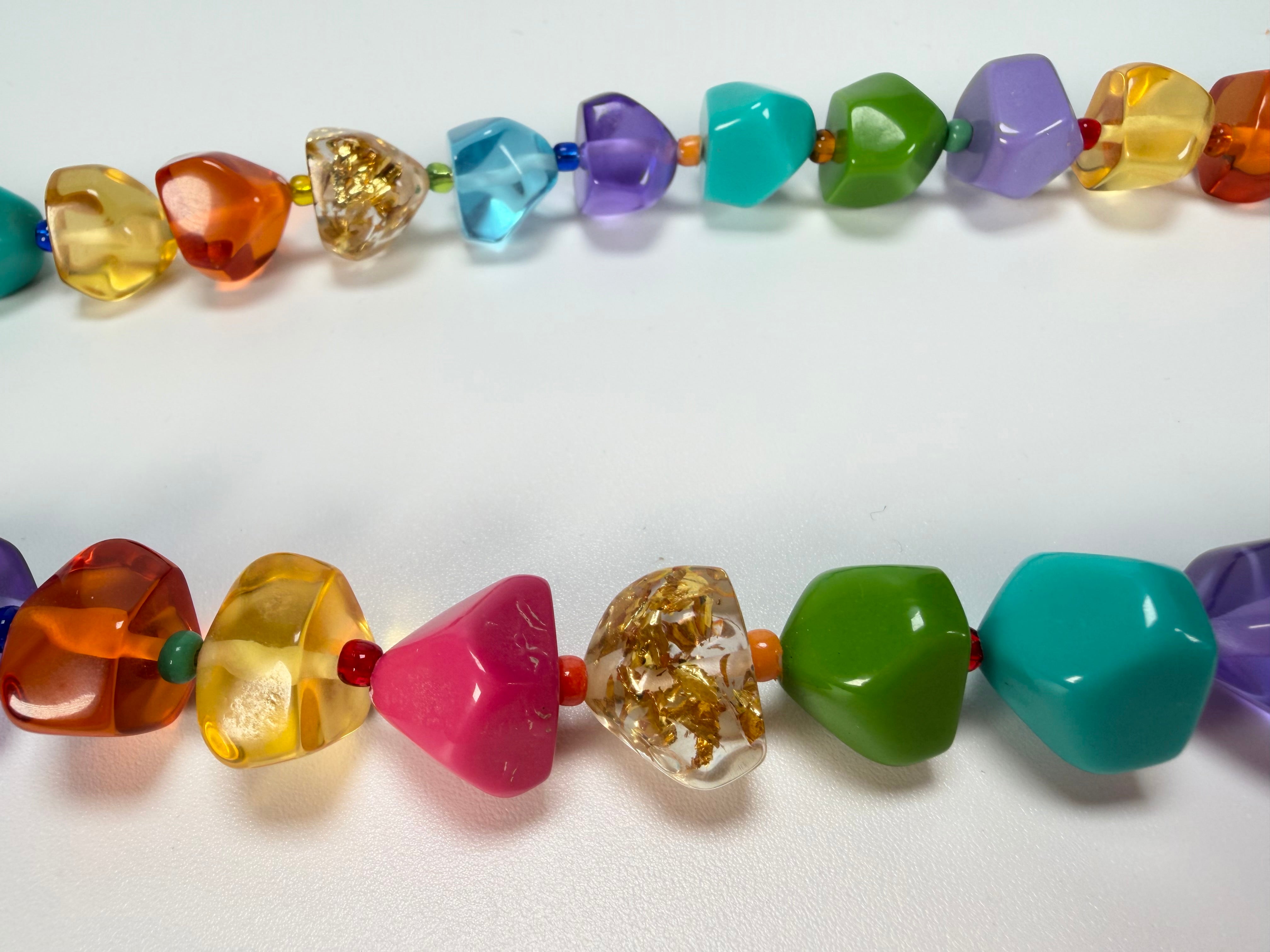 Jackie Brazil "Camille" Transparent Carnaval Mix Small Stones 110cm Necklace ( N0078 )