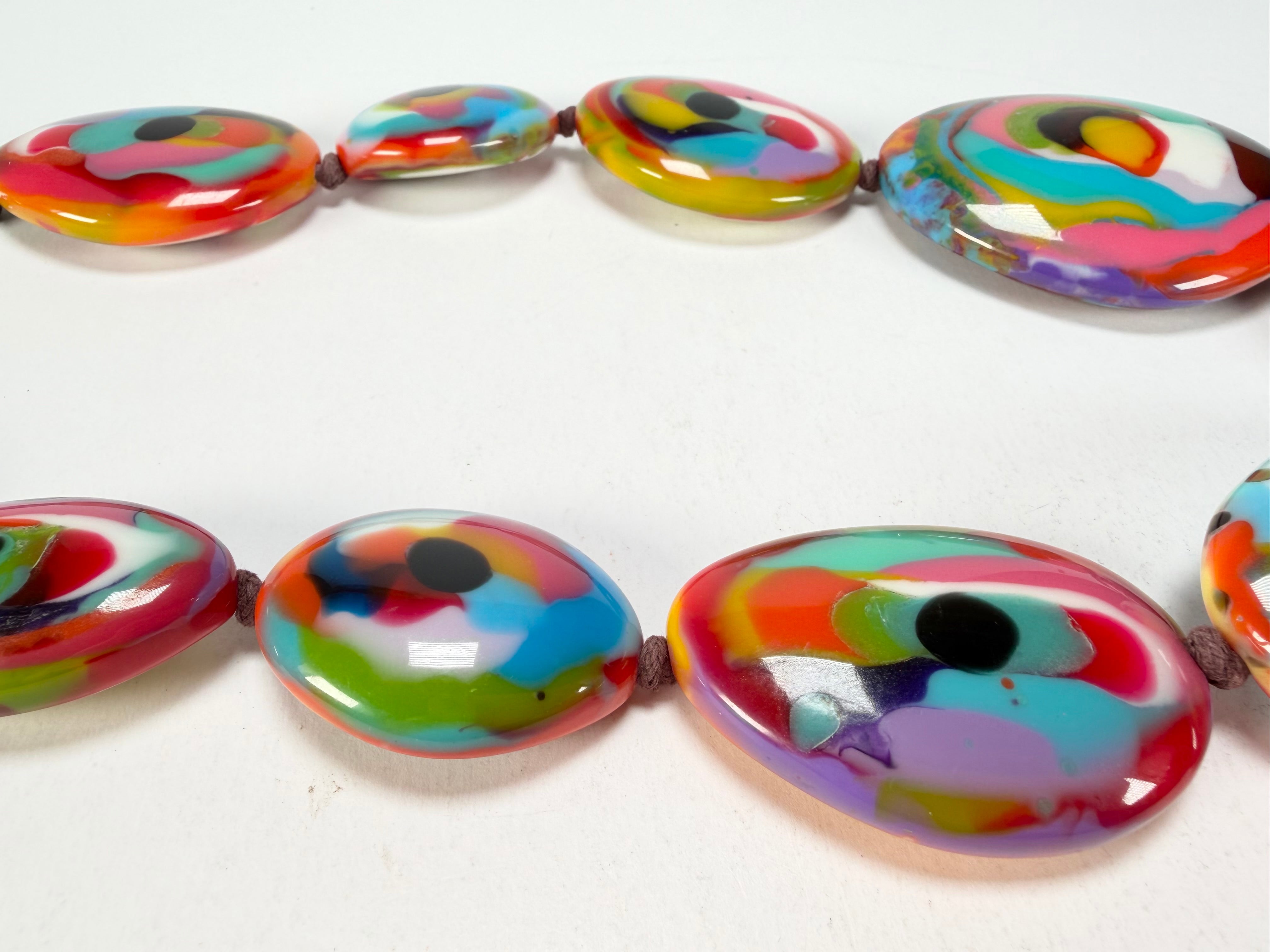 Jackie Brazil "Kandinsky" Long Flat Riverstones 65cm Necklace ( N3700 )