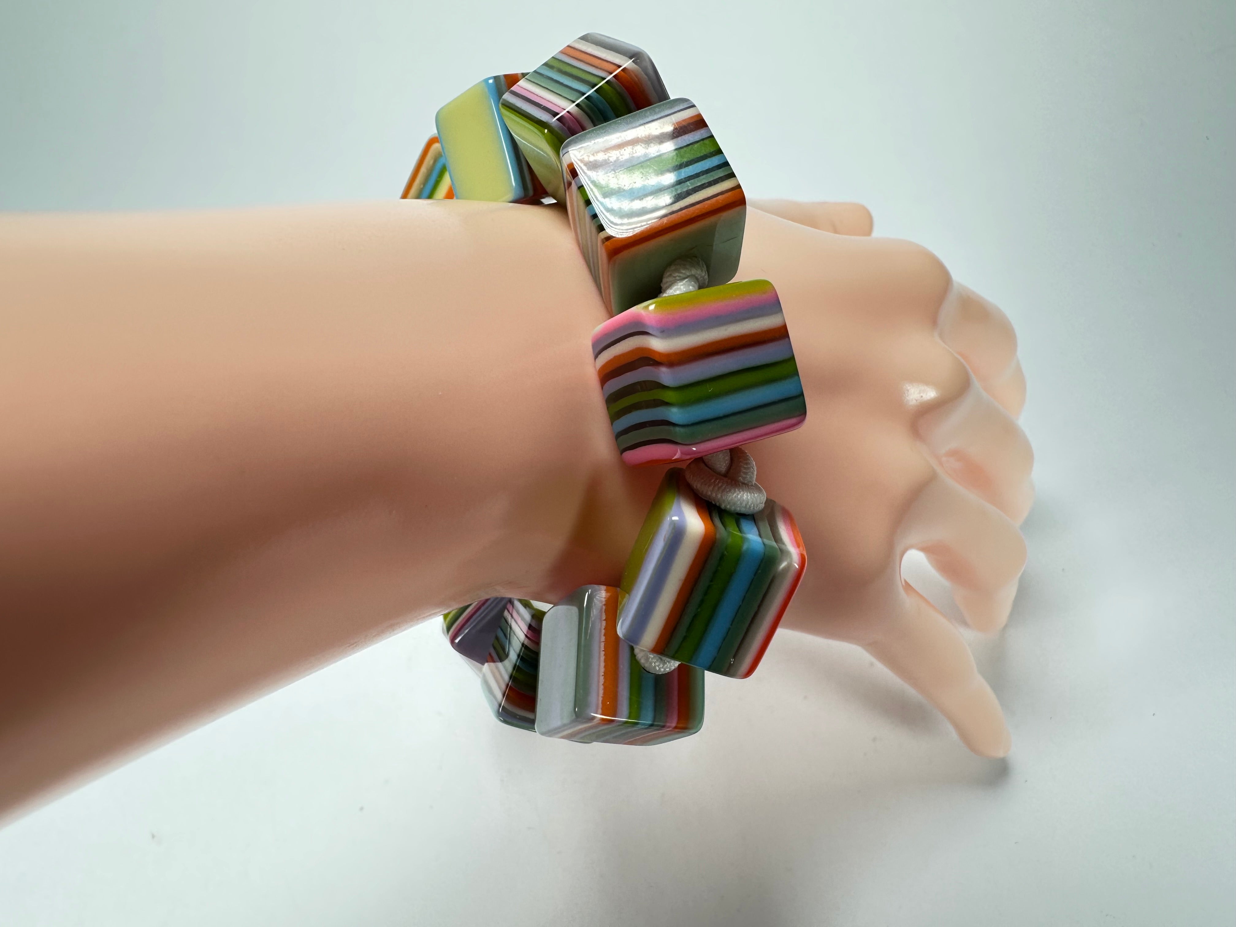 Jackie Brazil "POP" Liquorice Spring Mix Small Cubes Bracelet ( B0224 )