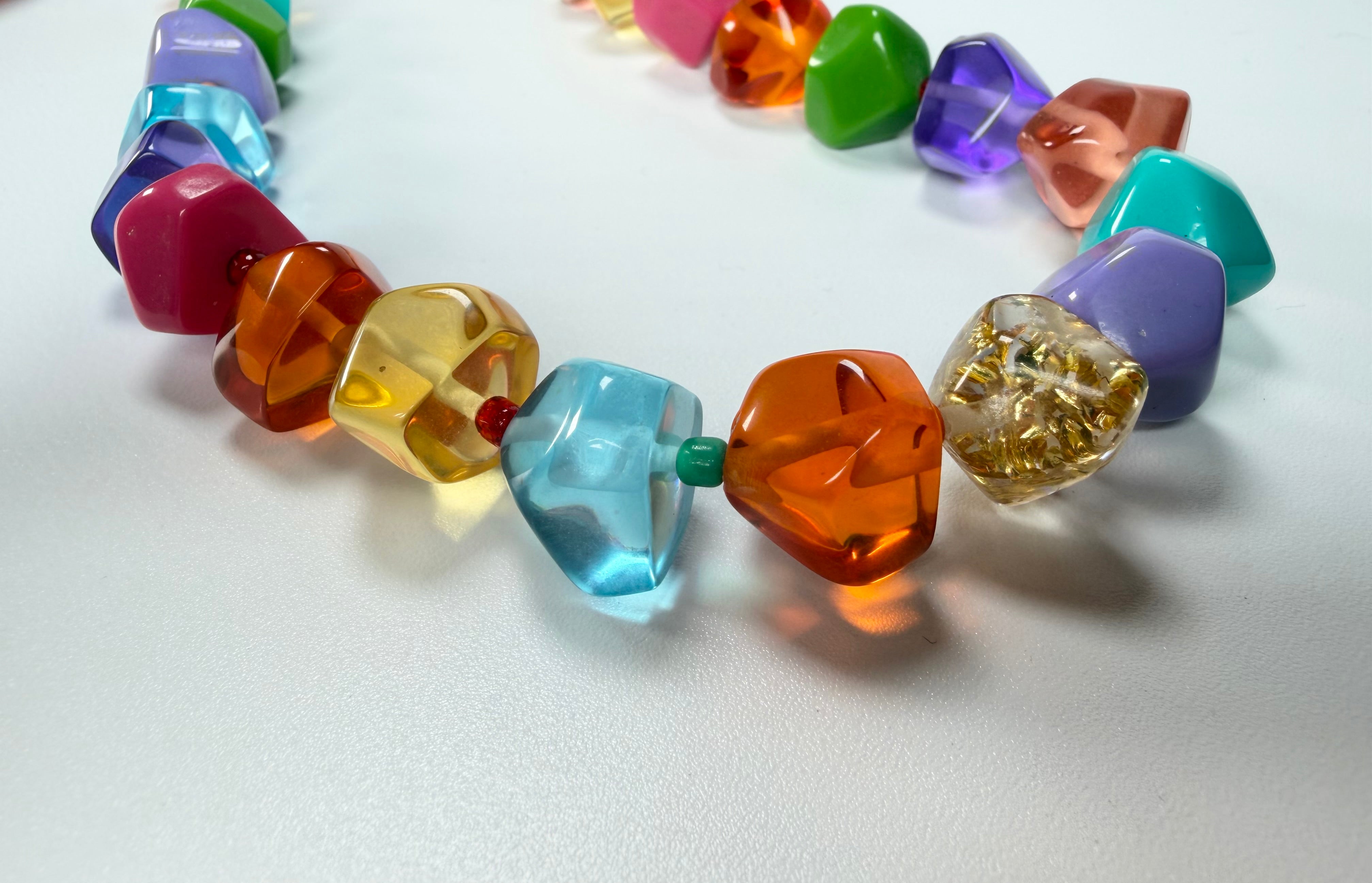 Jackie Brazil "Camille" Transparent Carnaval Mix Small Stones 110cm Necklace ( N0078 )