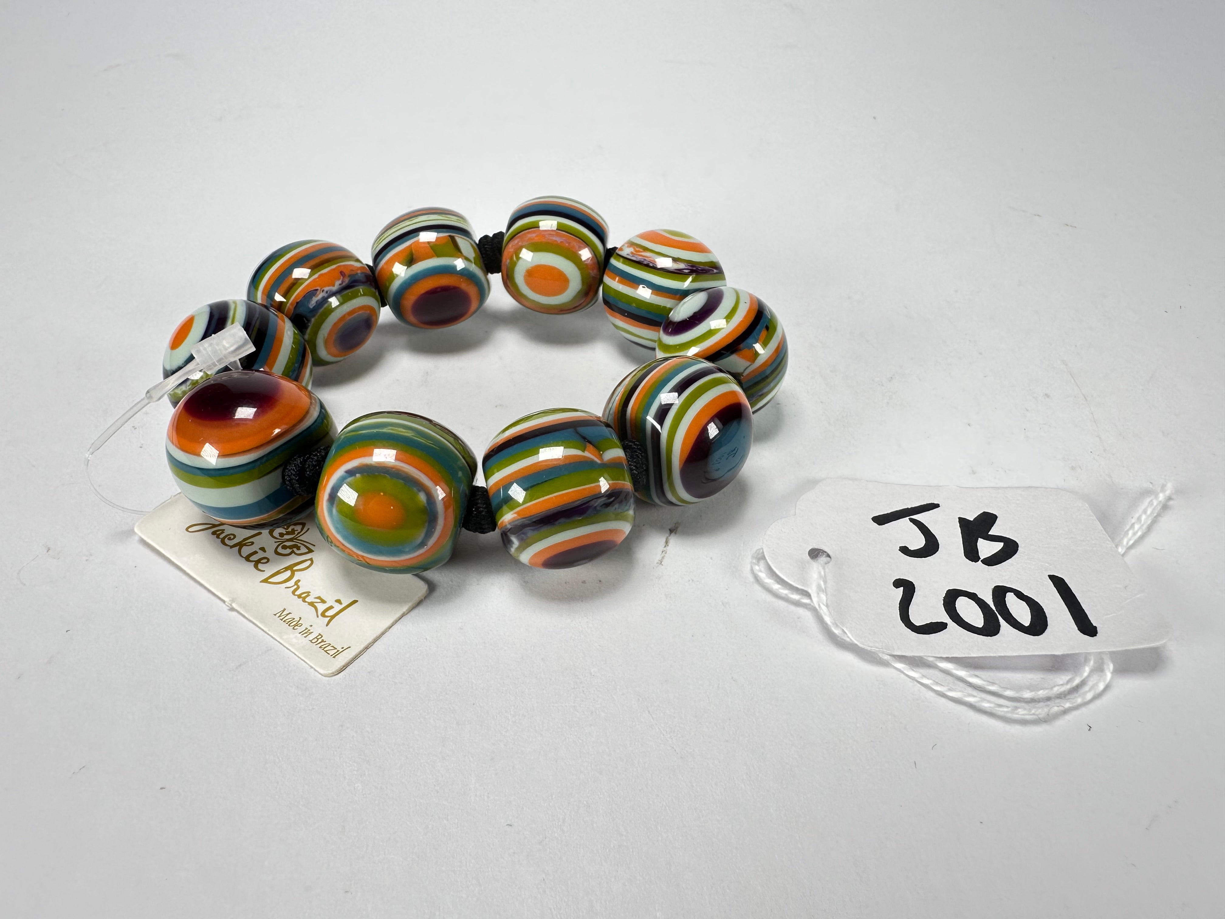 Jackie Brazil "Cat Eyes" Liquorice Allsorts Balls Winter Mix Resin Bracelet ( B0885 )