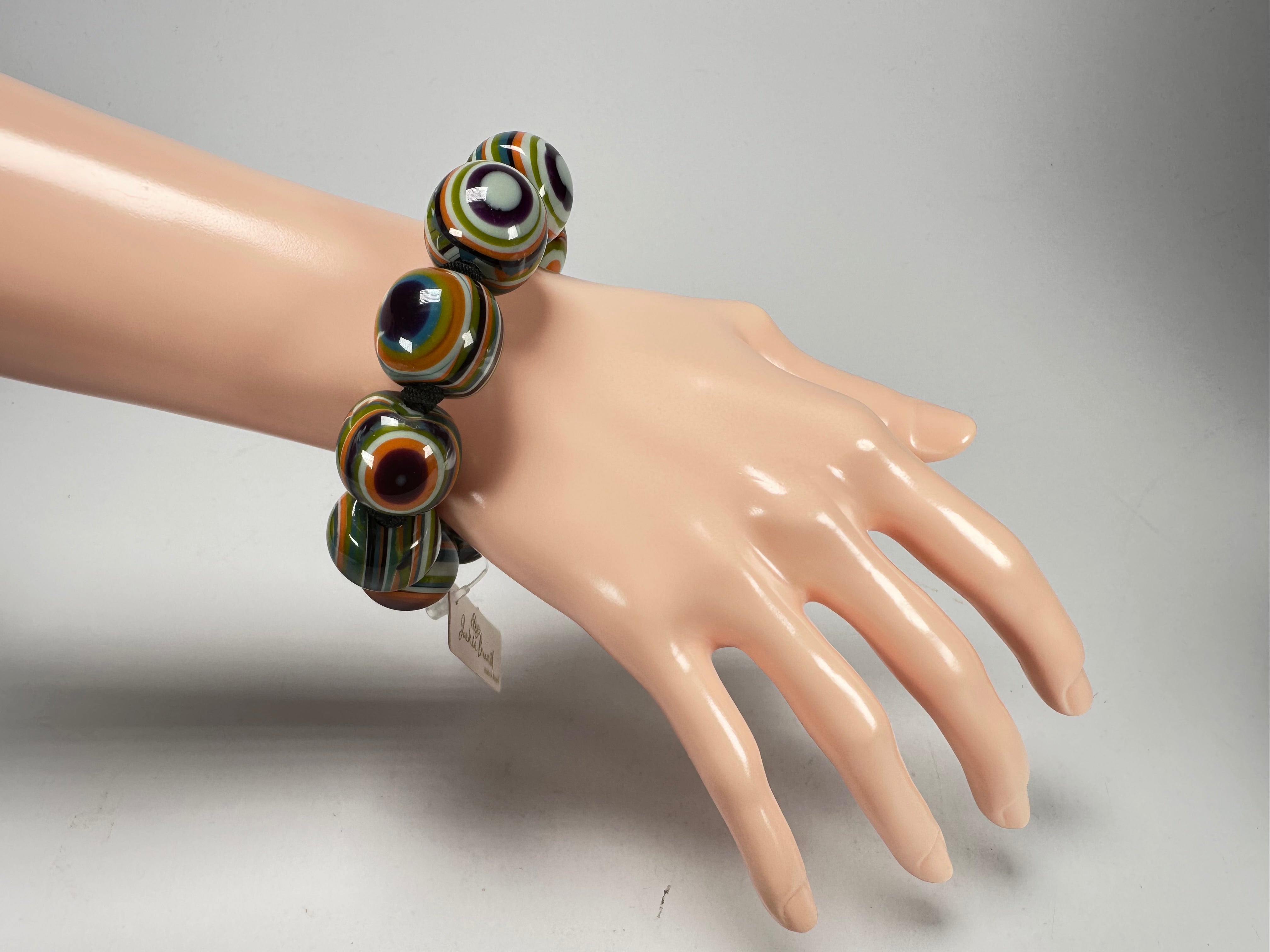 Jackie Brazil "Cat Eyes" Liquorice Allsorts Balls Winter Mix Resin Bracelet ( B0885 )