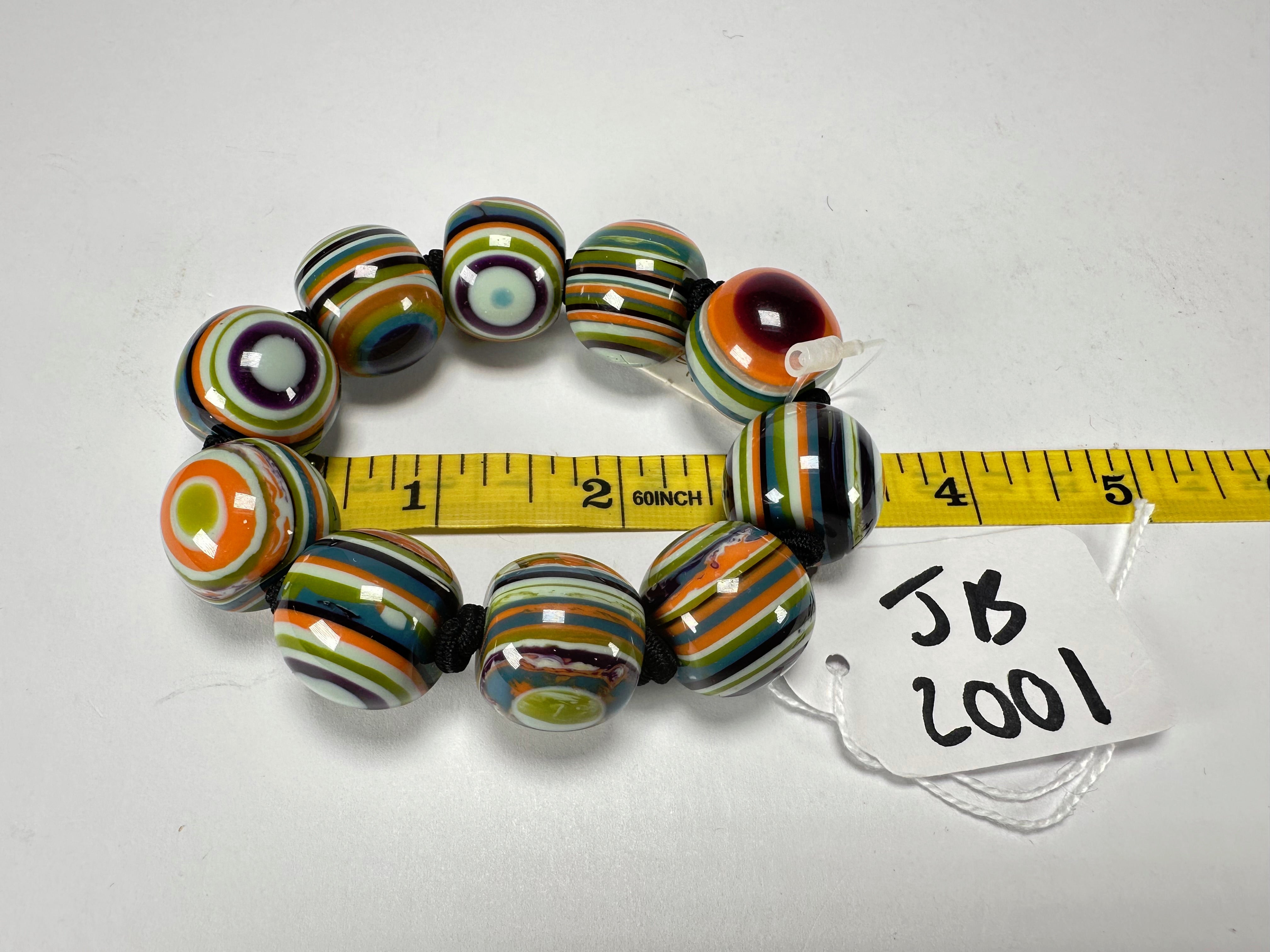 Jackie Brazil "Cat Eyes" Liquorice Allsorts Balls Winter Mix Resin Bracelet ( B0885 )