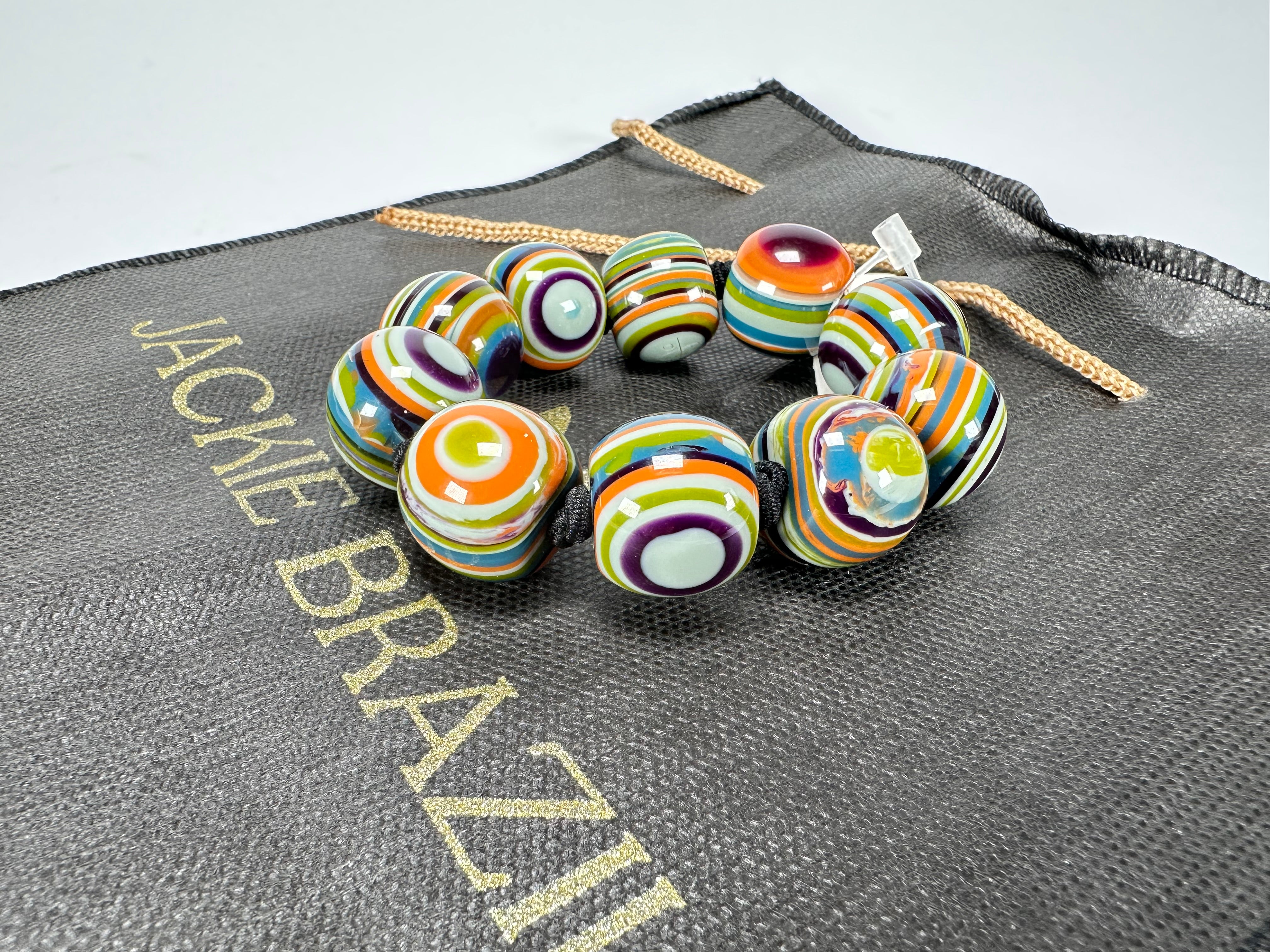 Jackie Brazil "Cat Eyes" Liquorice Allsorts Balls Winter Mix Resin Bracelet ( B0885 )