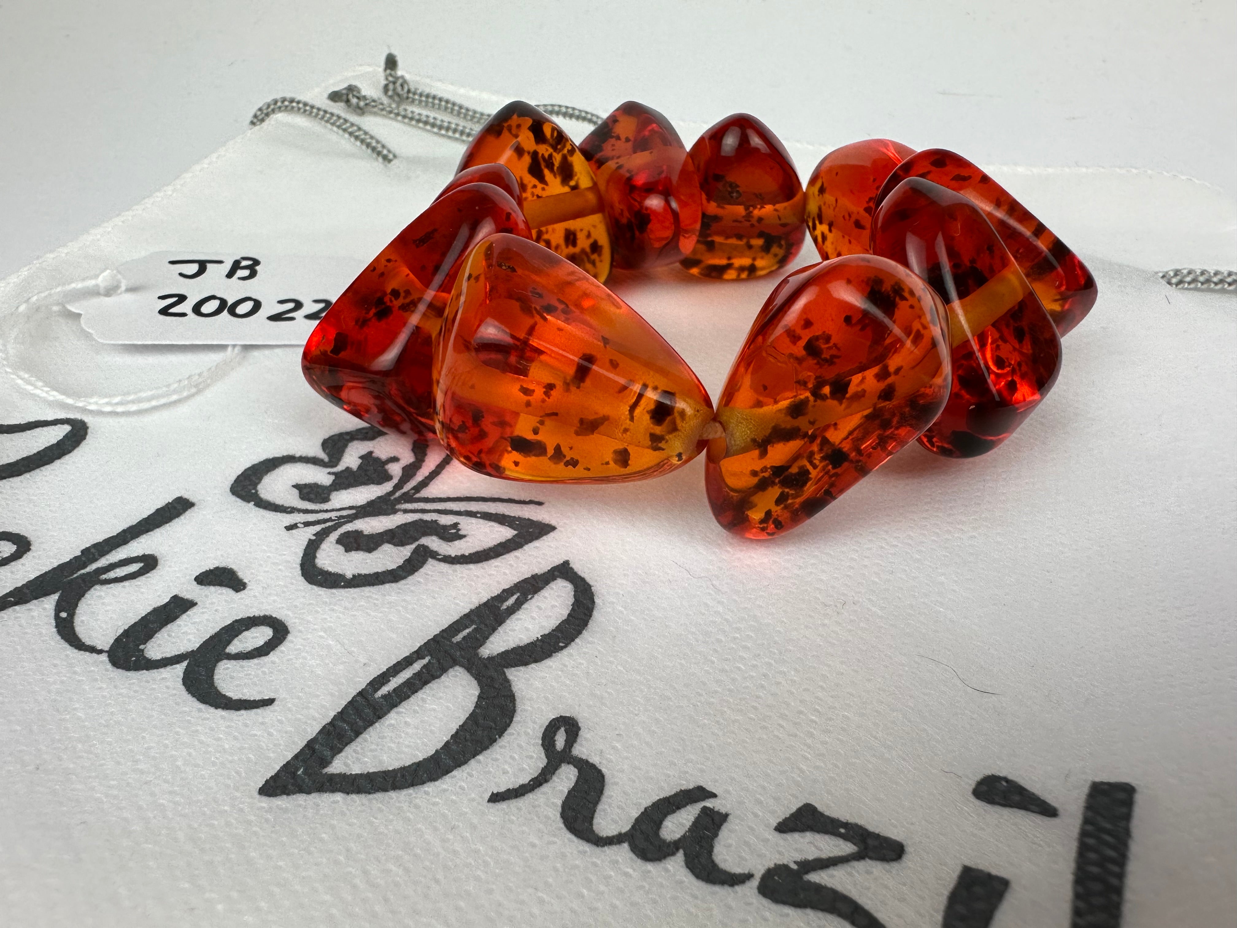 Jackie Brazil "Diamonds" Amber Flintstone Bone Bracelet ( B0211 )