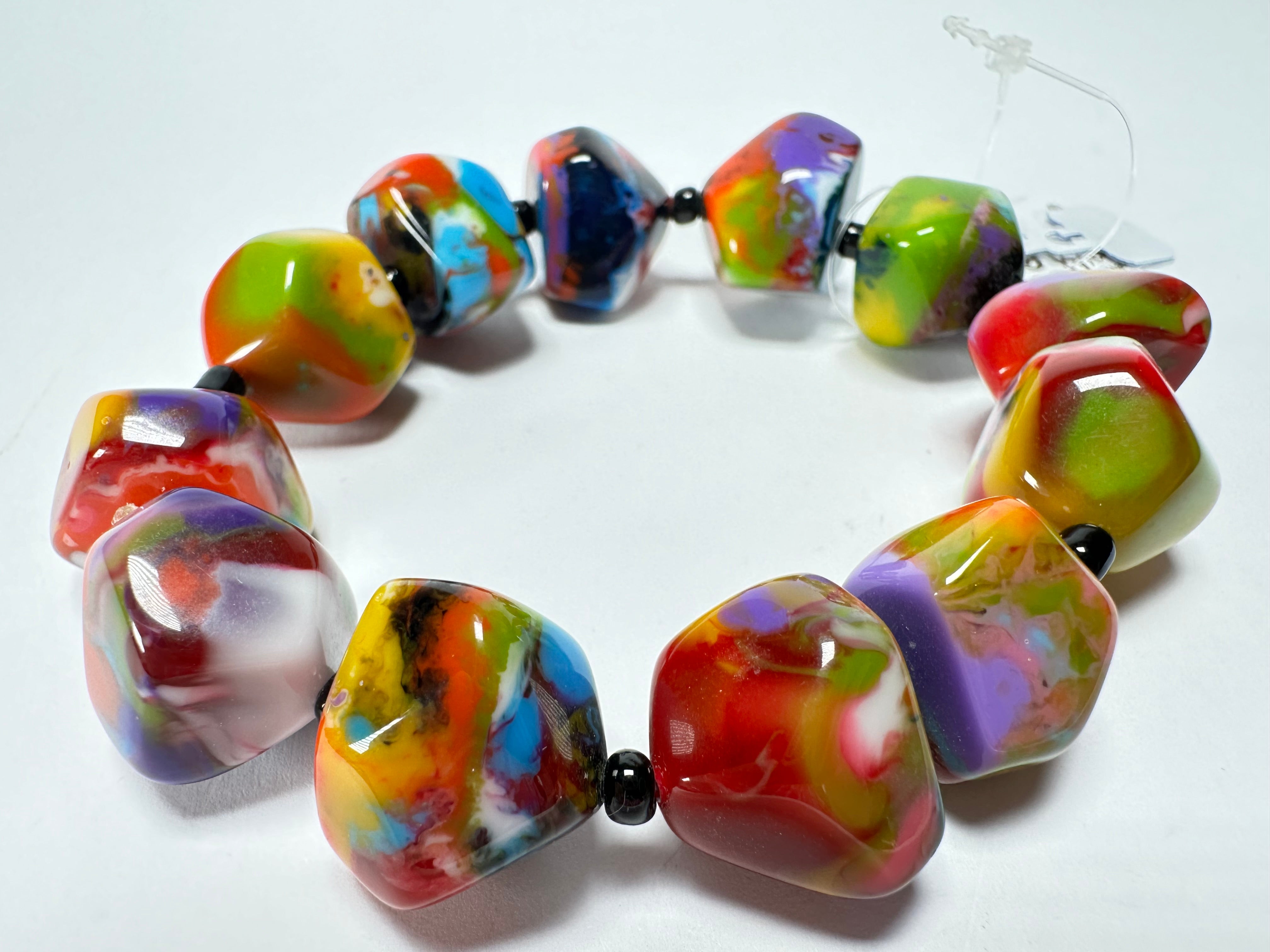 Jackie Brazil "Camille" Kandinsky Small Abstract Stones Resin Bracelet ( B0930 )