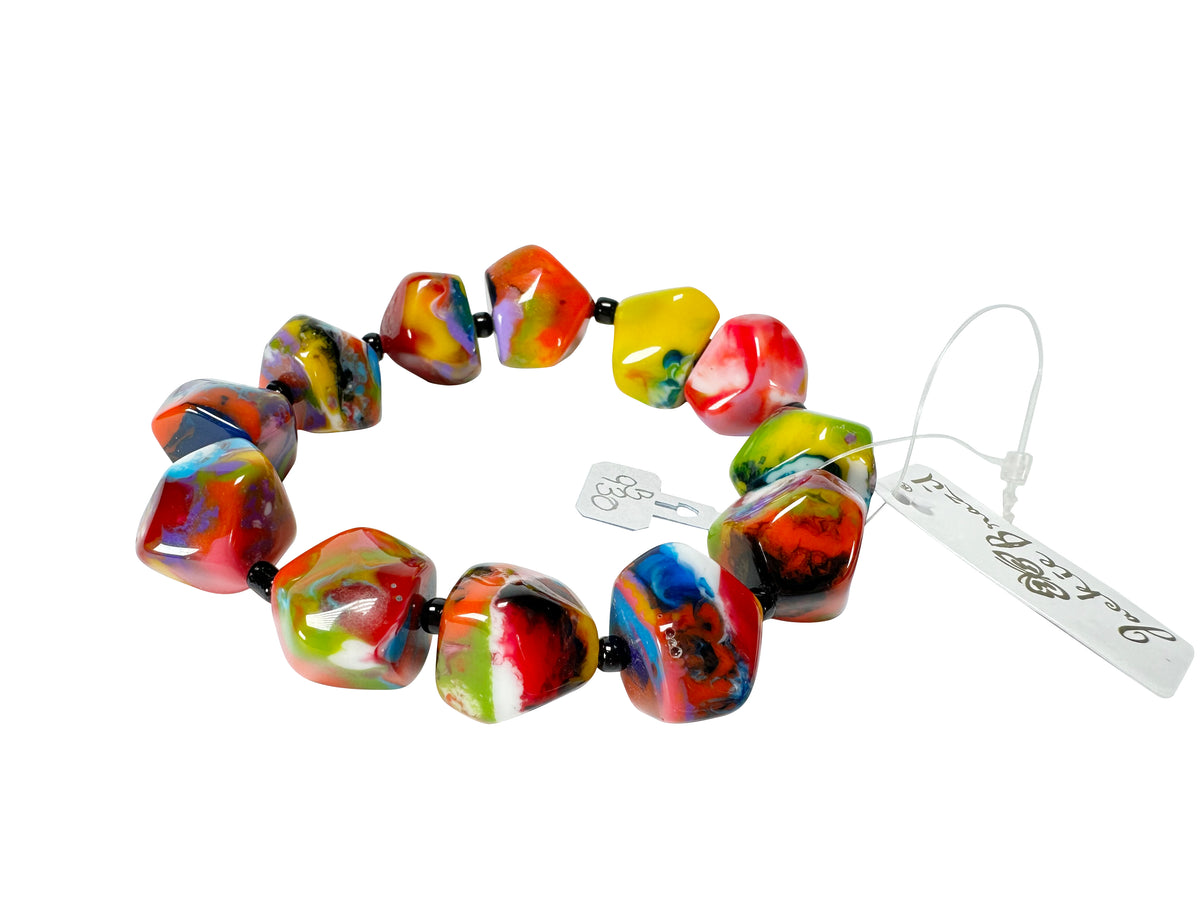 Jackie Brazil "Camille" Kandinsky Small Abstract Stones Resin Bracelet ( B0930 )