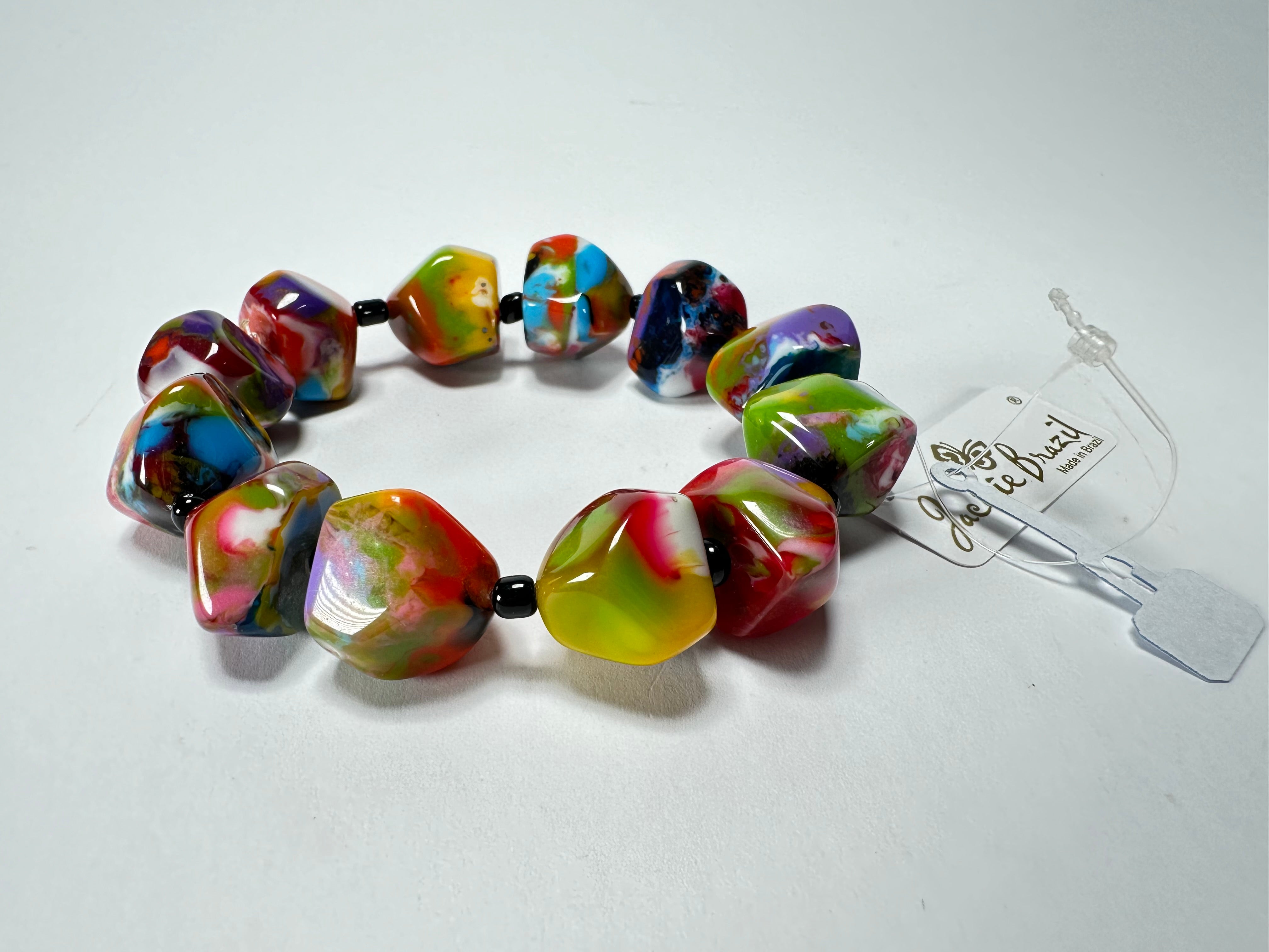 Jackie Brazil "Camille" Kandinsky Small Abstract Stones Resin Bracelet ( B0930 )