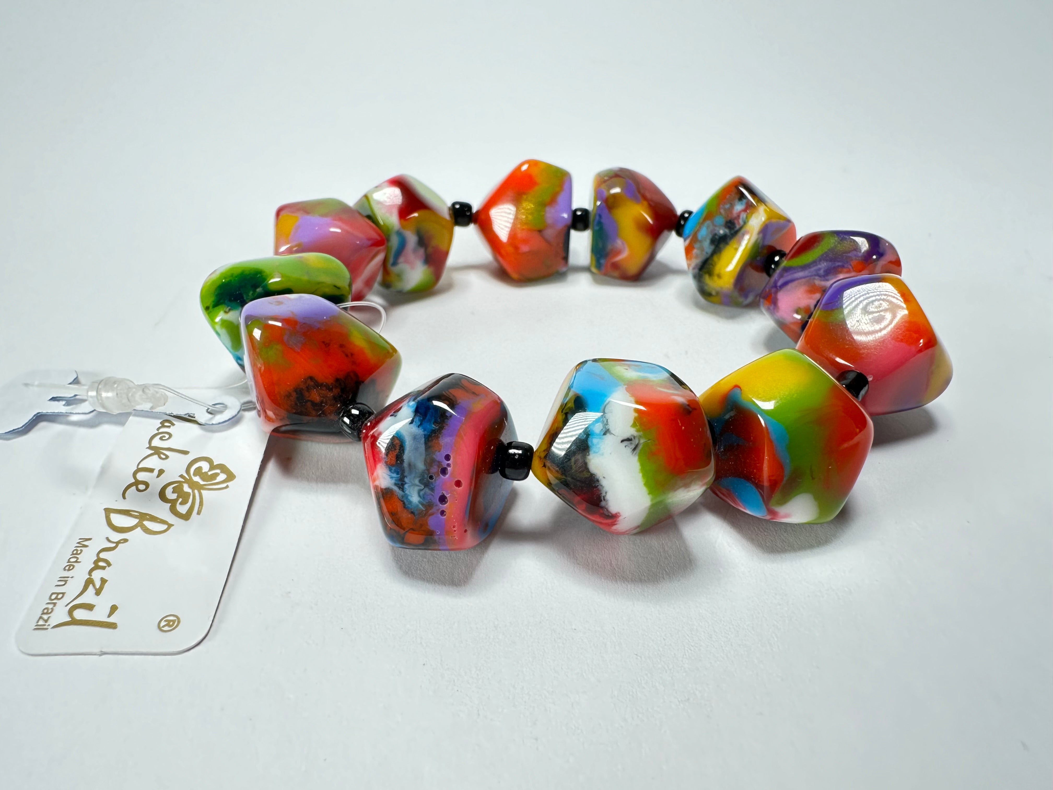 Jackie Brazil "Camille" Kandinsky Small Abstract Stones Resin Bracelet ( B0930 )