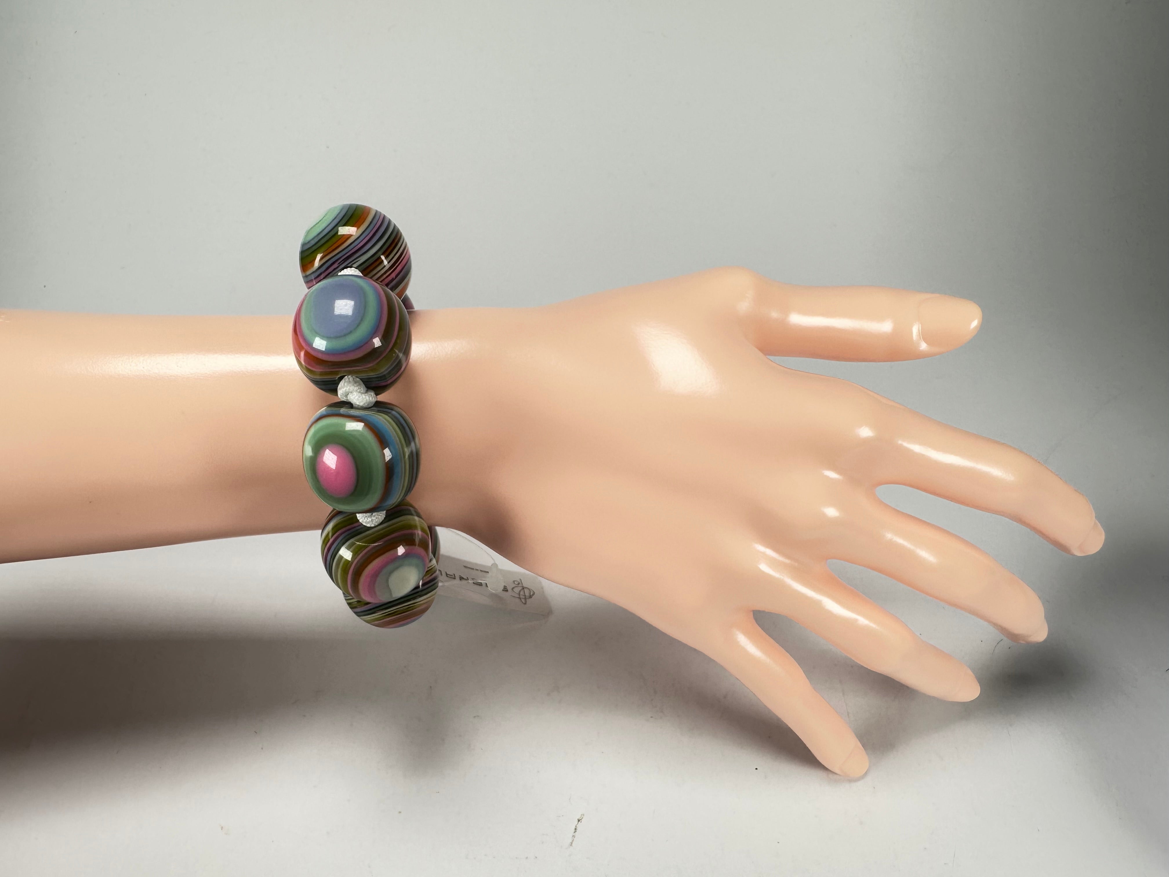 Jackie Brazil "Cat Eyes" Liquorice Allsorts Balls Spring Mix Resin Bracelet ( B0885 )