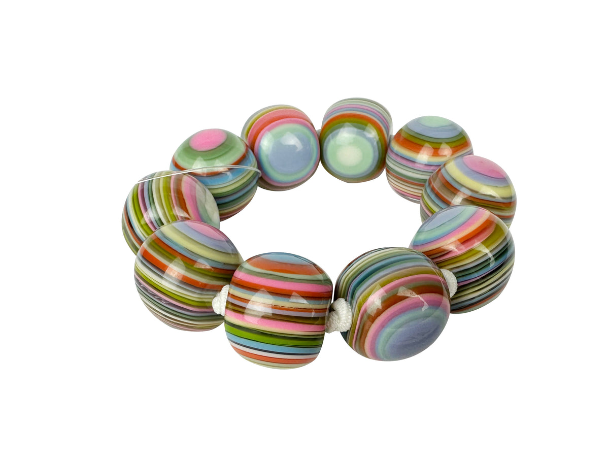 Jackie Brazil "Cat Eyes" Liquorice Allsorts Balls Spring Mix Resin Bracelet ( B0885 )