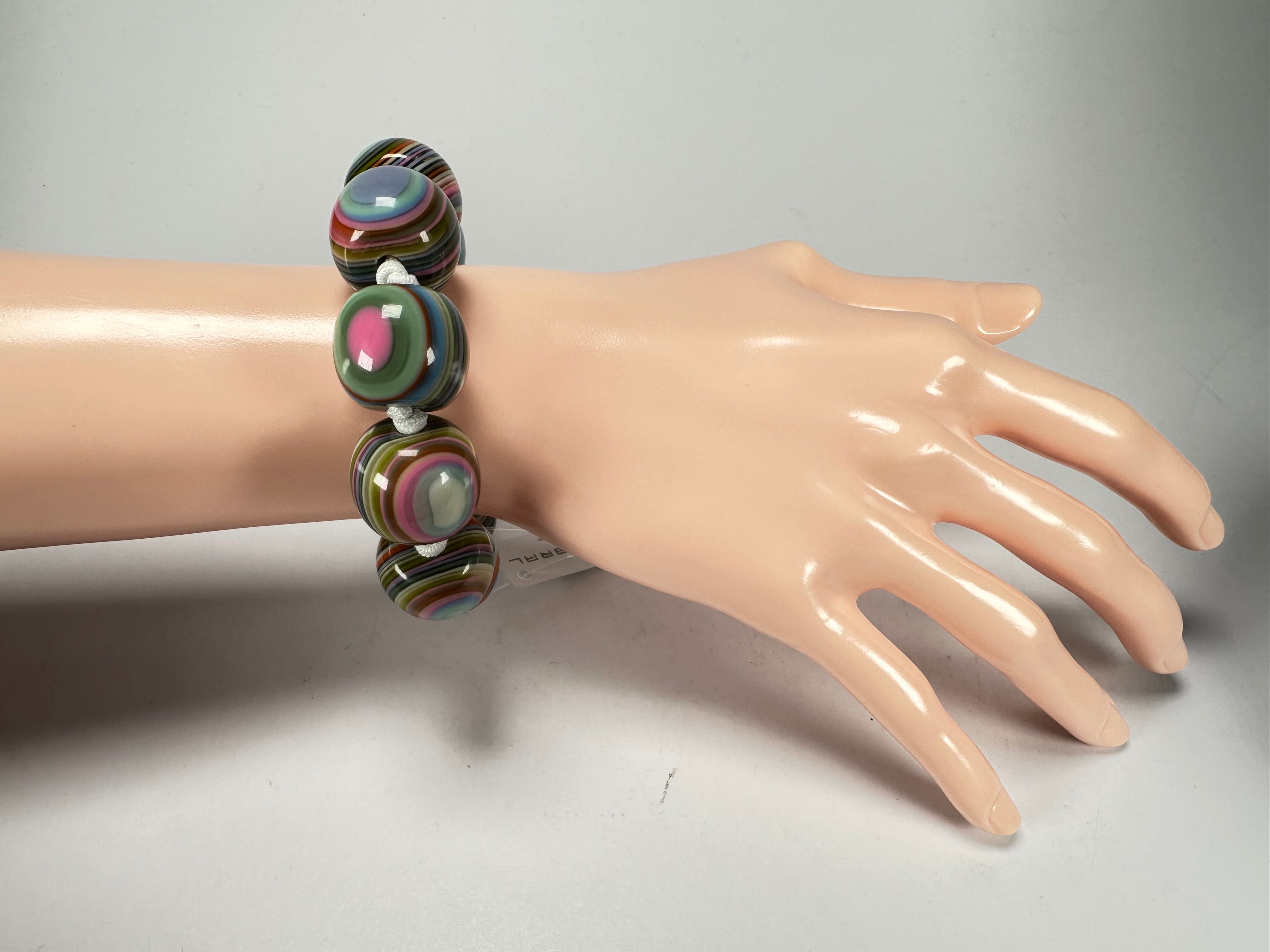 Jackie Brazil "Cat Eyes" Liquorice Allsorts Balls Spring Mix Resin Bracelet ( B0885 )