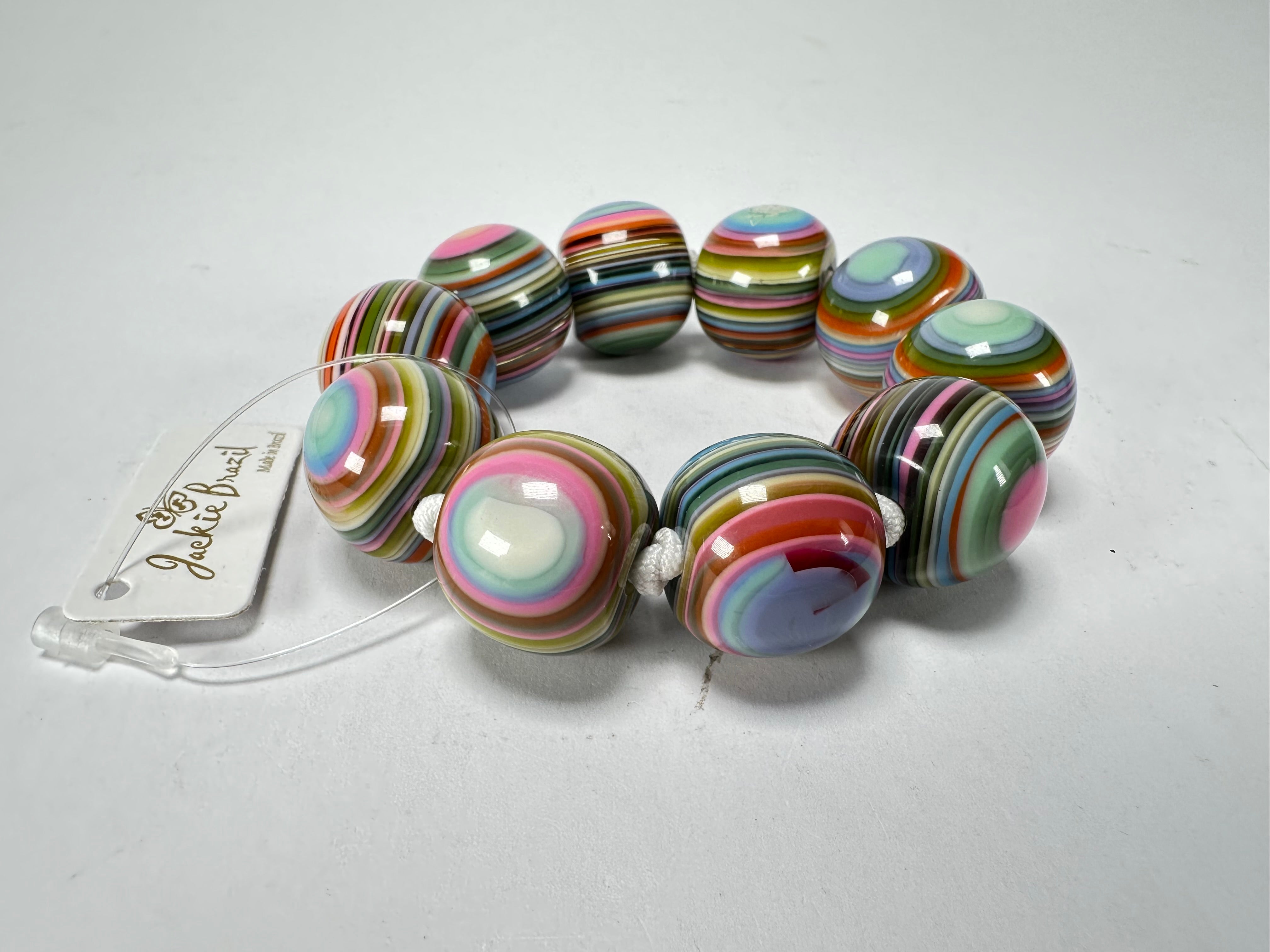 Jackie Brazil "Cat Eyes" Liquorice Allsorts Balls Spring Mix Resin Bracelet ( B0885 )