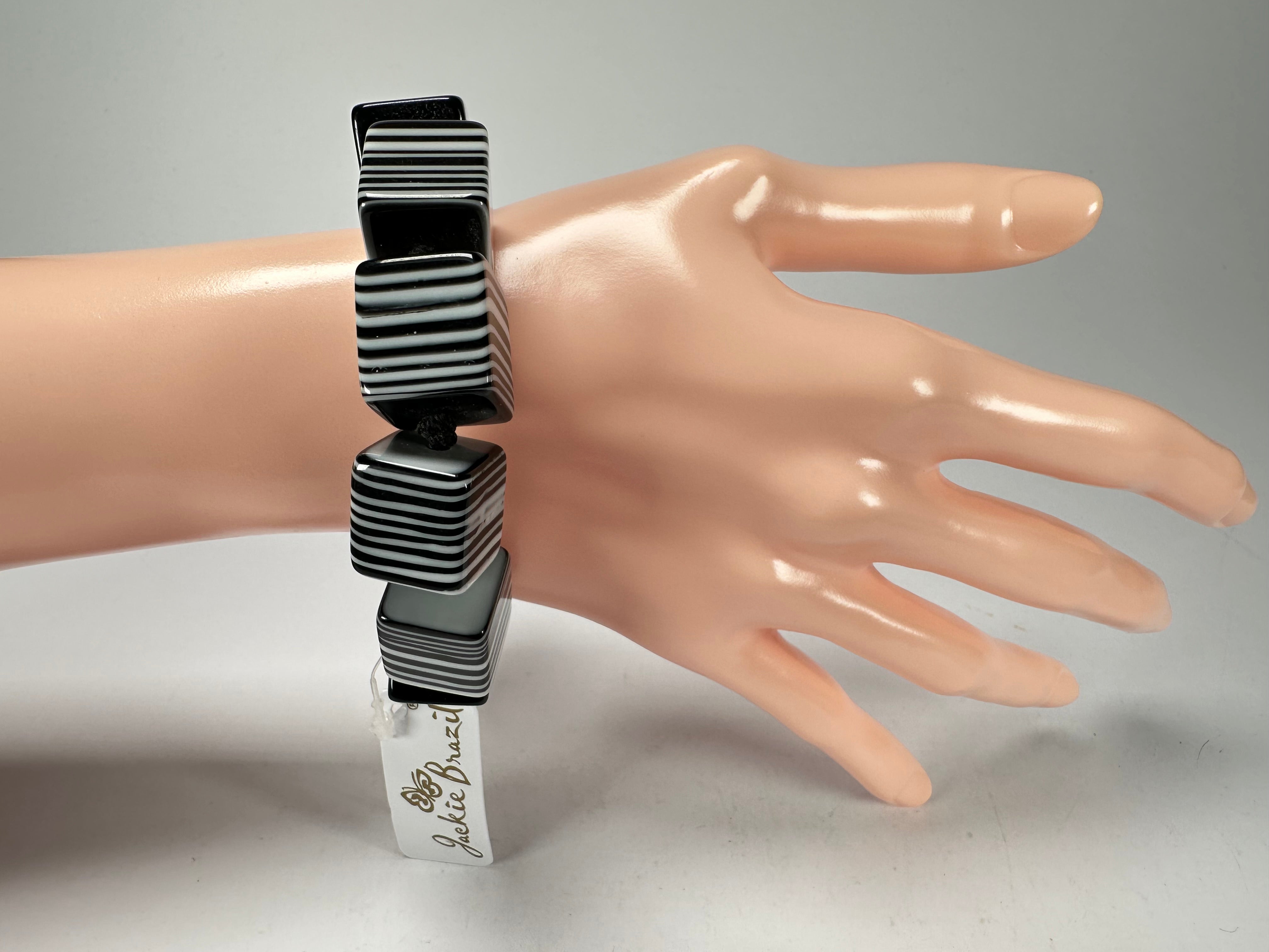 Jackie Brazil "POP" Liquorice Black & White Small Cubes Bracelet ( B0224 )