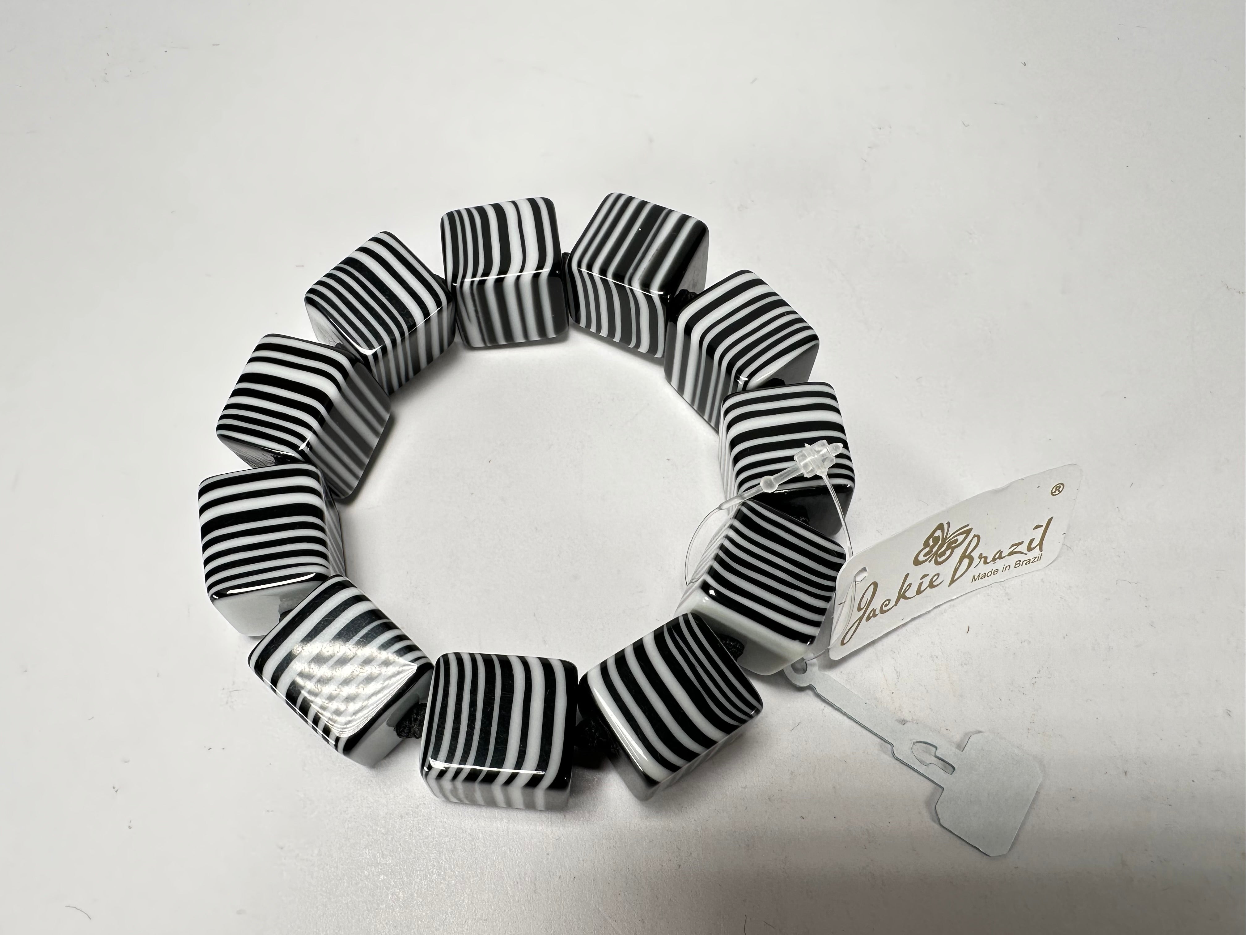 Jackie Brazil "POP" Liquorice Black & White Small Cubes Bracelet ( B0224 )