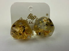 Jackie Brazil "Camille" Gold Flakes Abstract Resin Earrings ( E1053 )