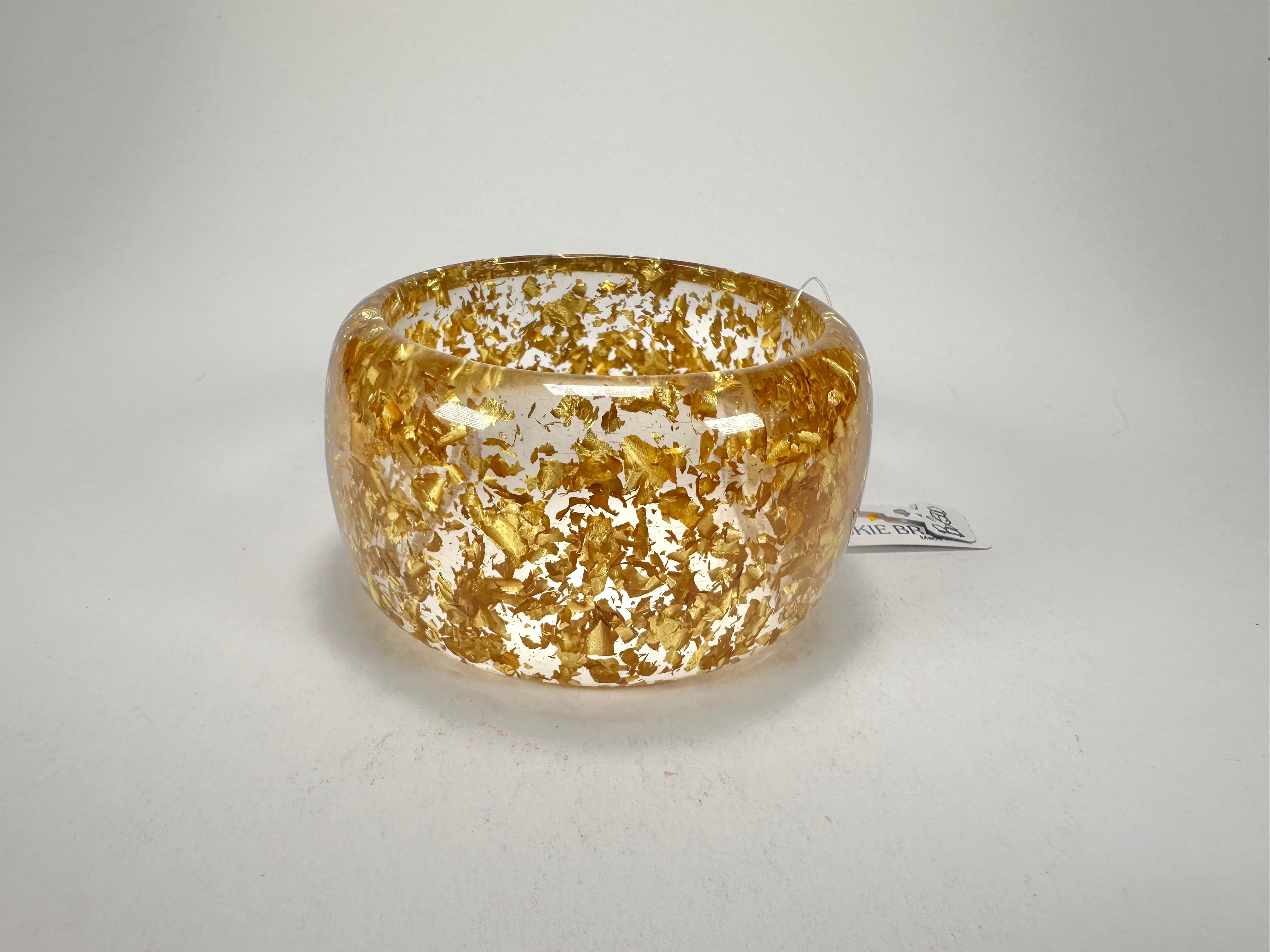 Jackie Brazil "Carmen" Gold Flakes 5cm Resin Bangle ( B2500 )