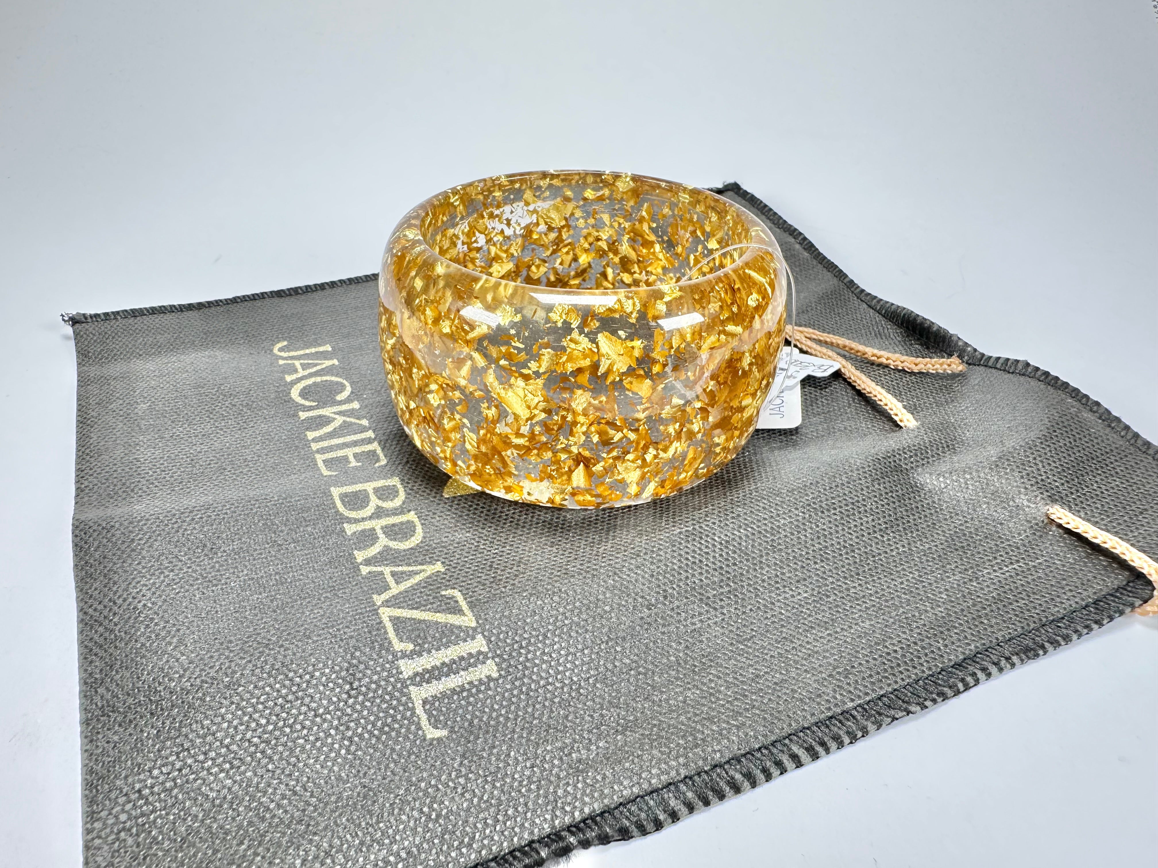 Jackie Brazil "Carmen" Gold Flakes 5cm Resin Bangle ( B2500 )