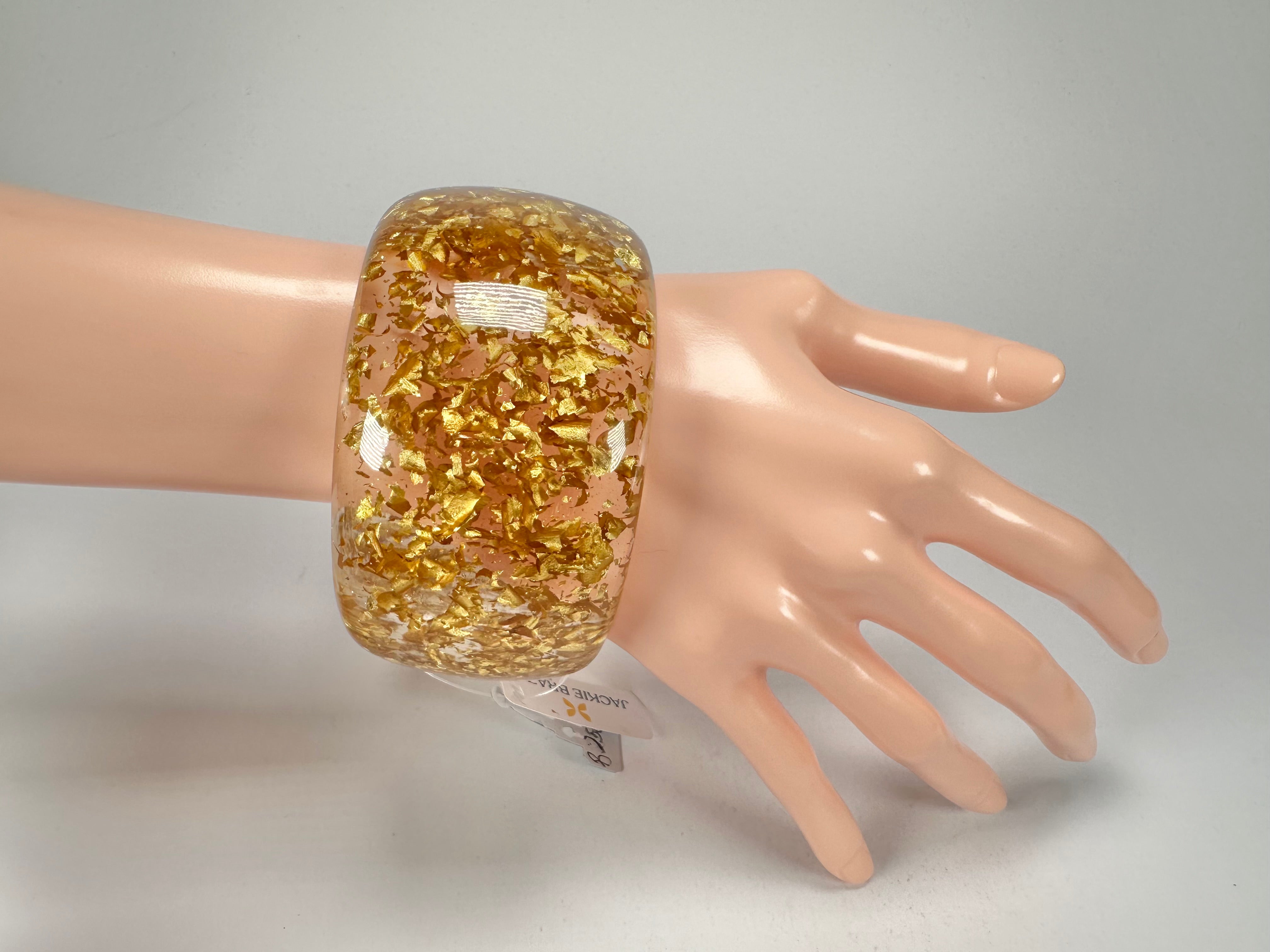 Jackie Brazil "Carmen" Gold Flakes 5cm Resin Bangle ( B2500 )