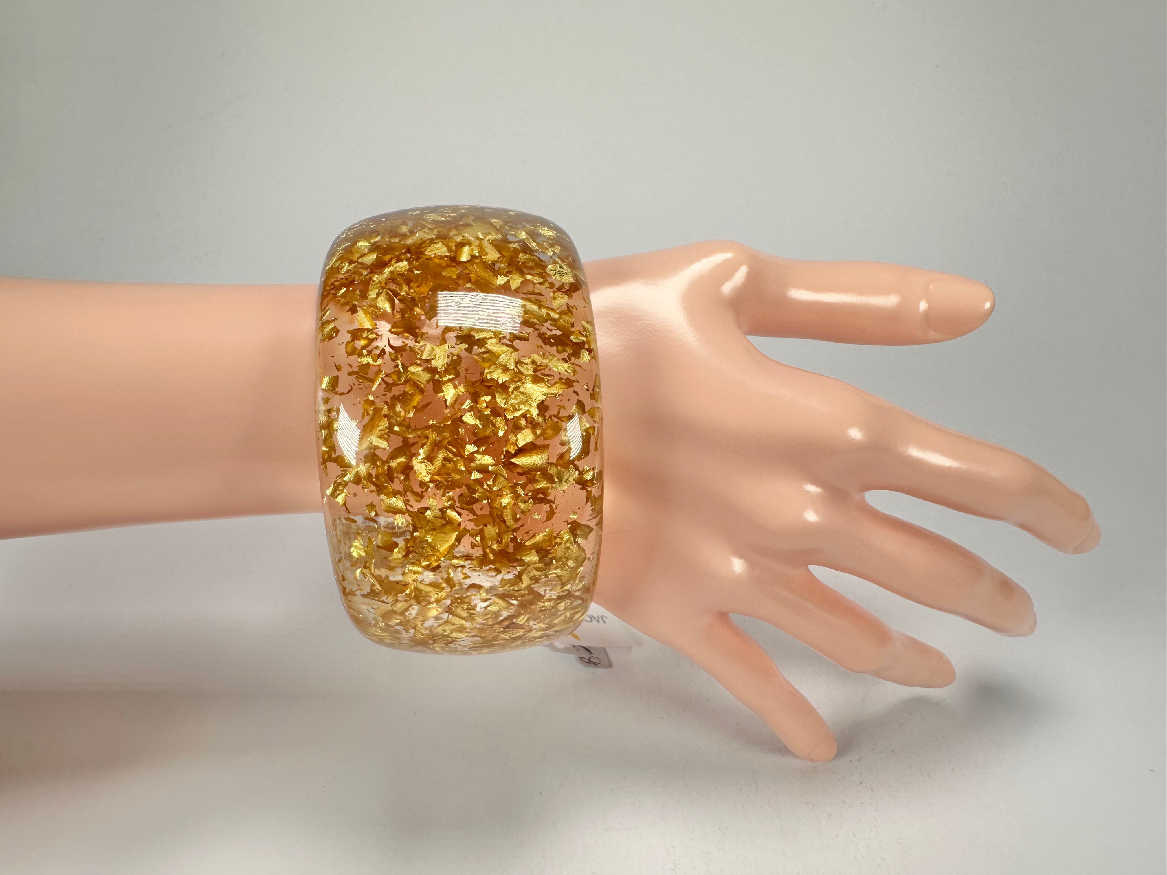 Jackie Brazil "Carmen" Gold Flakes 5cm Resin Bangle ( B2500 )