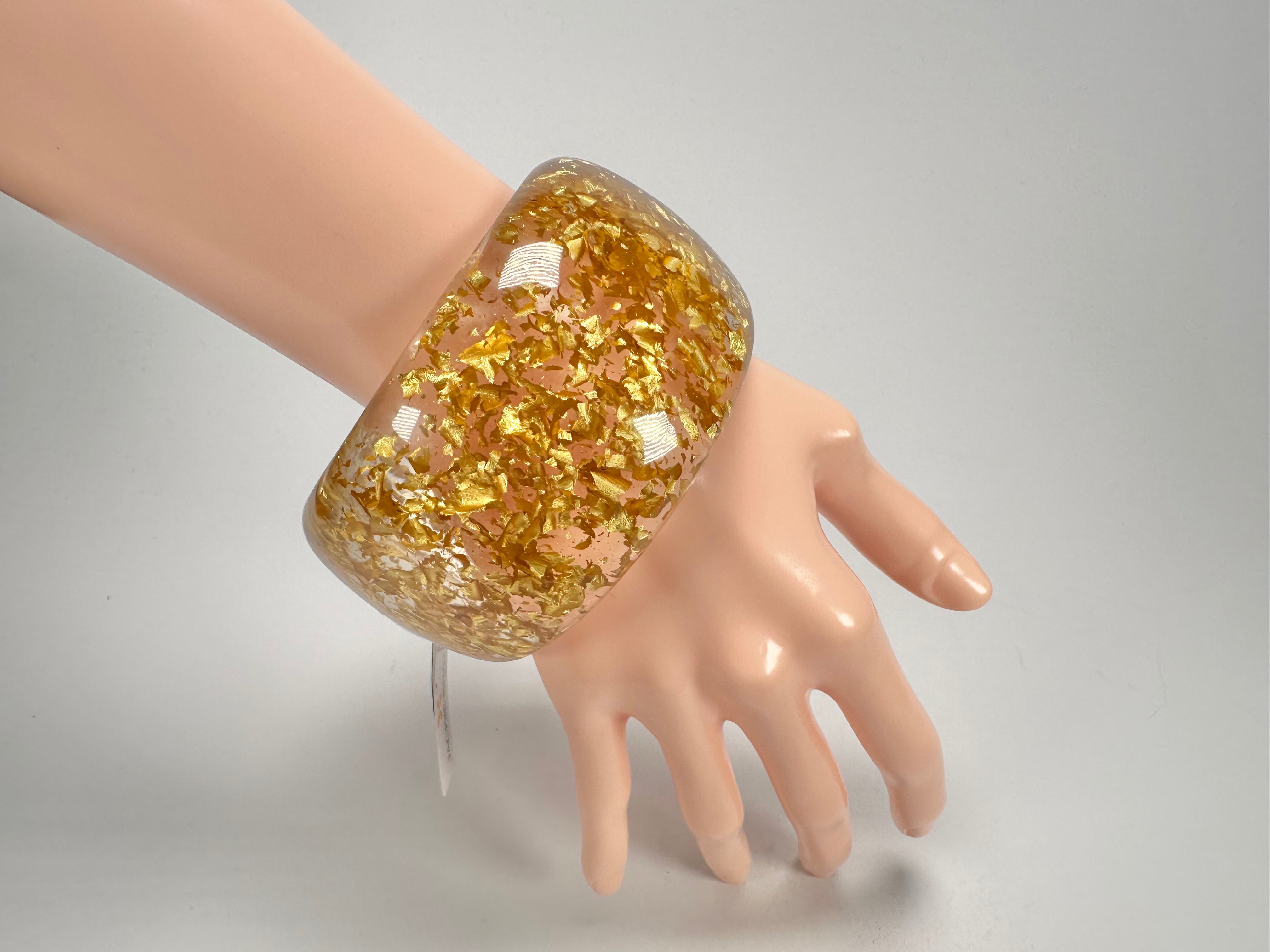 Jackie Brazil "Carmen" Gold Flakes 5cm Resin Bangle ( B2500 )
