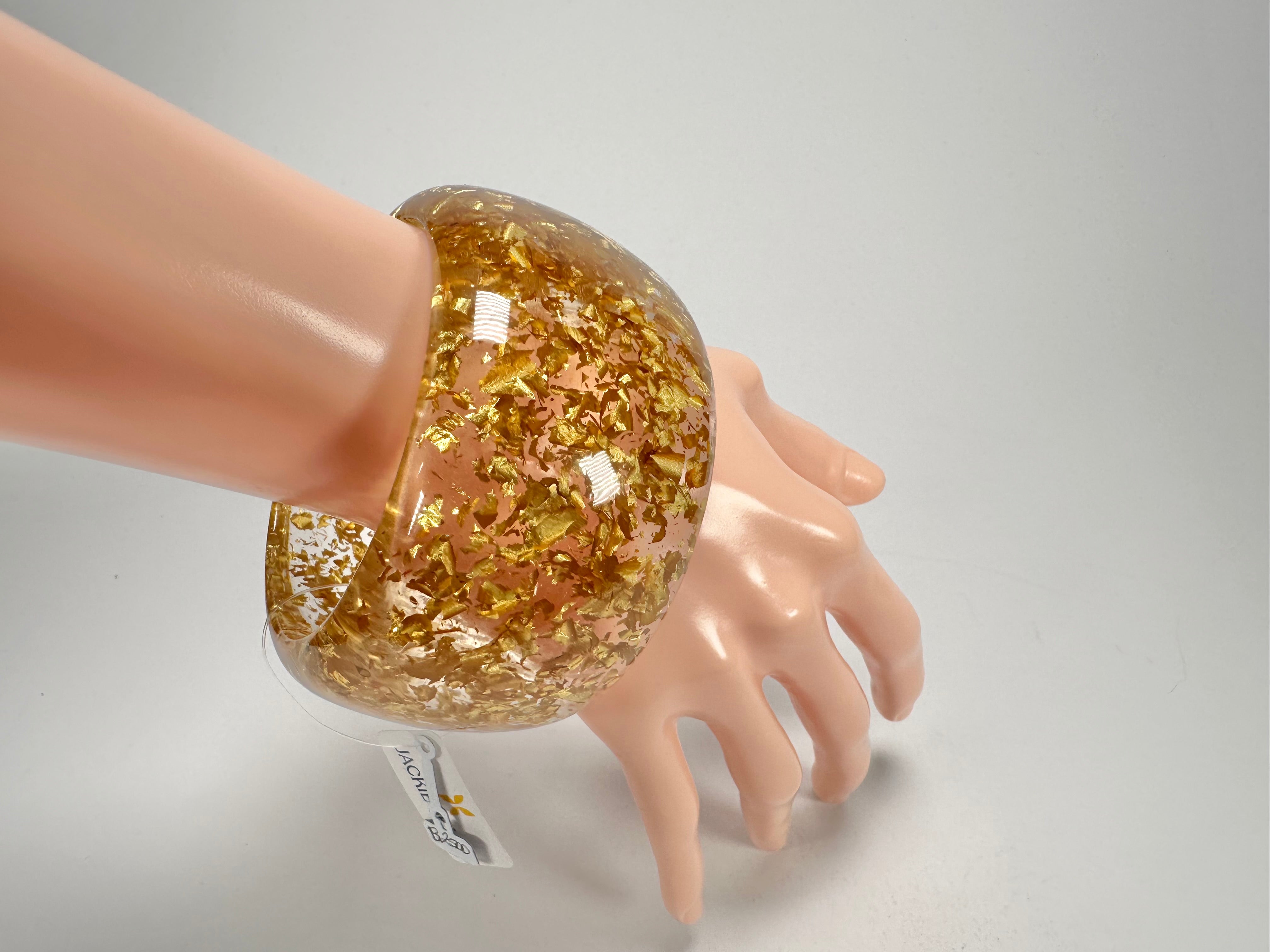 Jackie Brazil "Carmen" Gold Flakes 5cm Resin Bangle ( B2500 )