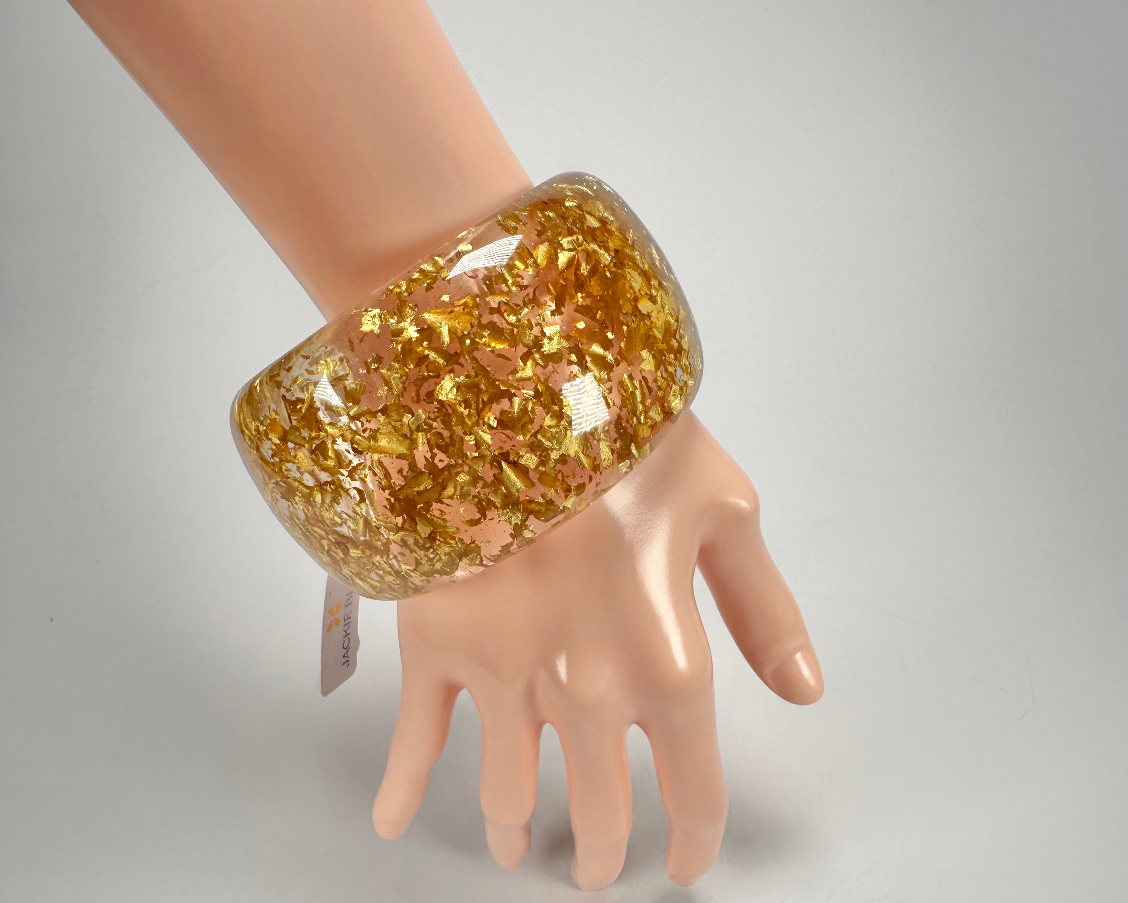 Jackie Brazil "Carmen" Gold Flakes 5cm Resin Bangle ( B2500 )
