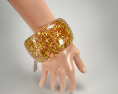 Jackie Brazil "Carmen" Gold Flakes 5cm Resin Bangle ( B2500 )