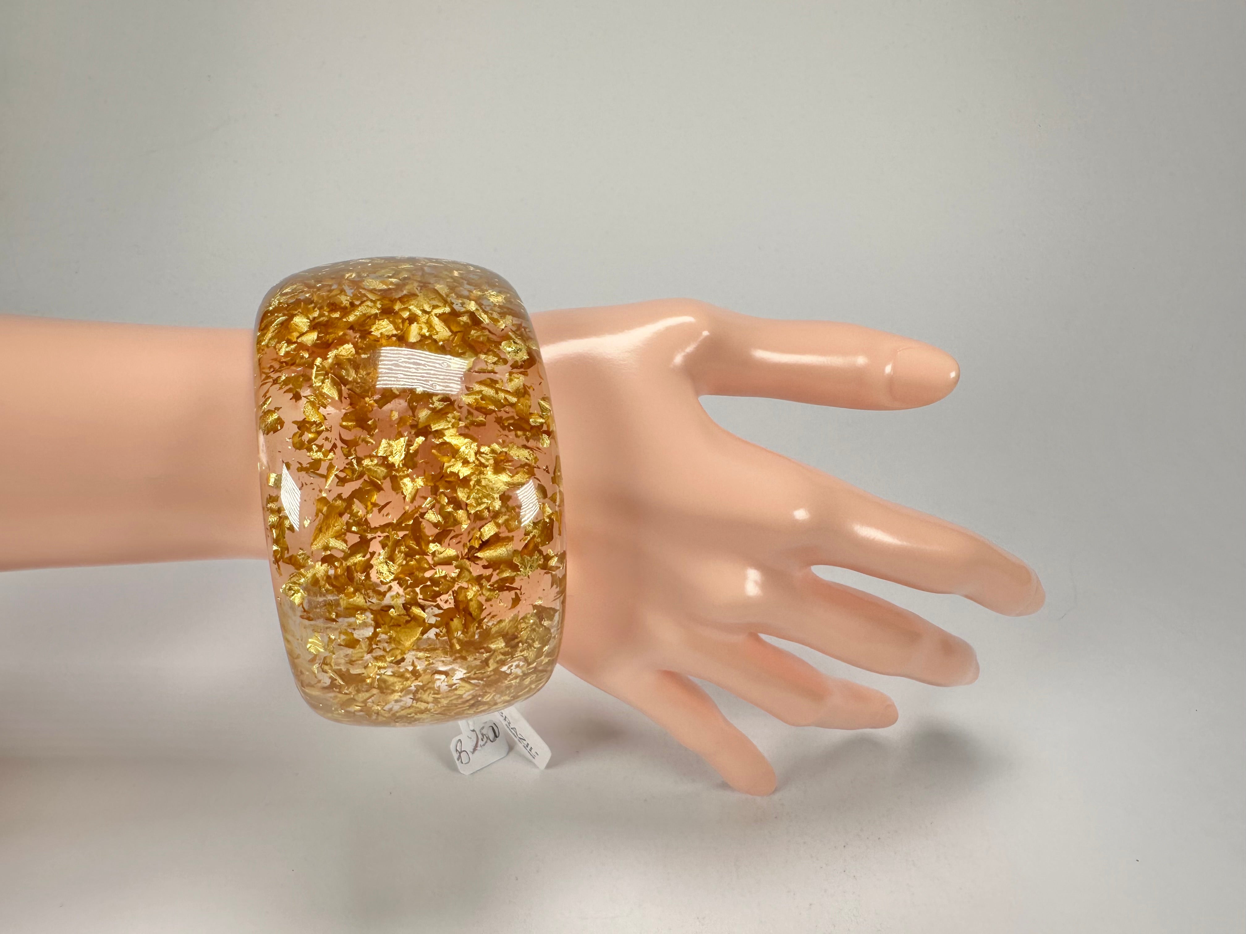 Jackie Brazil "Carmen" Gold Flakes 5cm Resin Bangle ( B2500 )