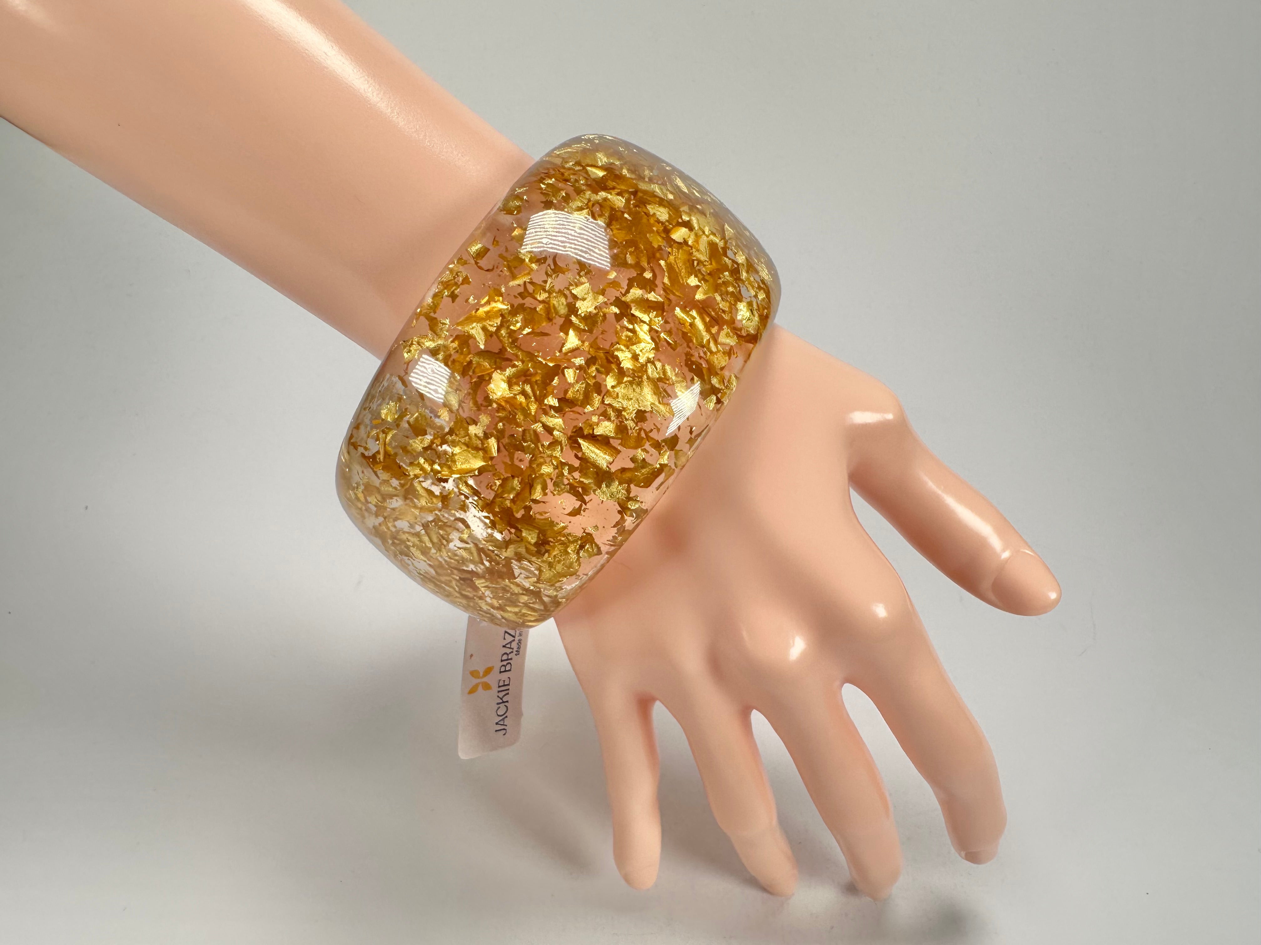 Jackie Brazil "Carmen" Gold Flakes 5cm Resin Bangle ( B2500 )