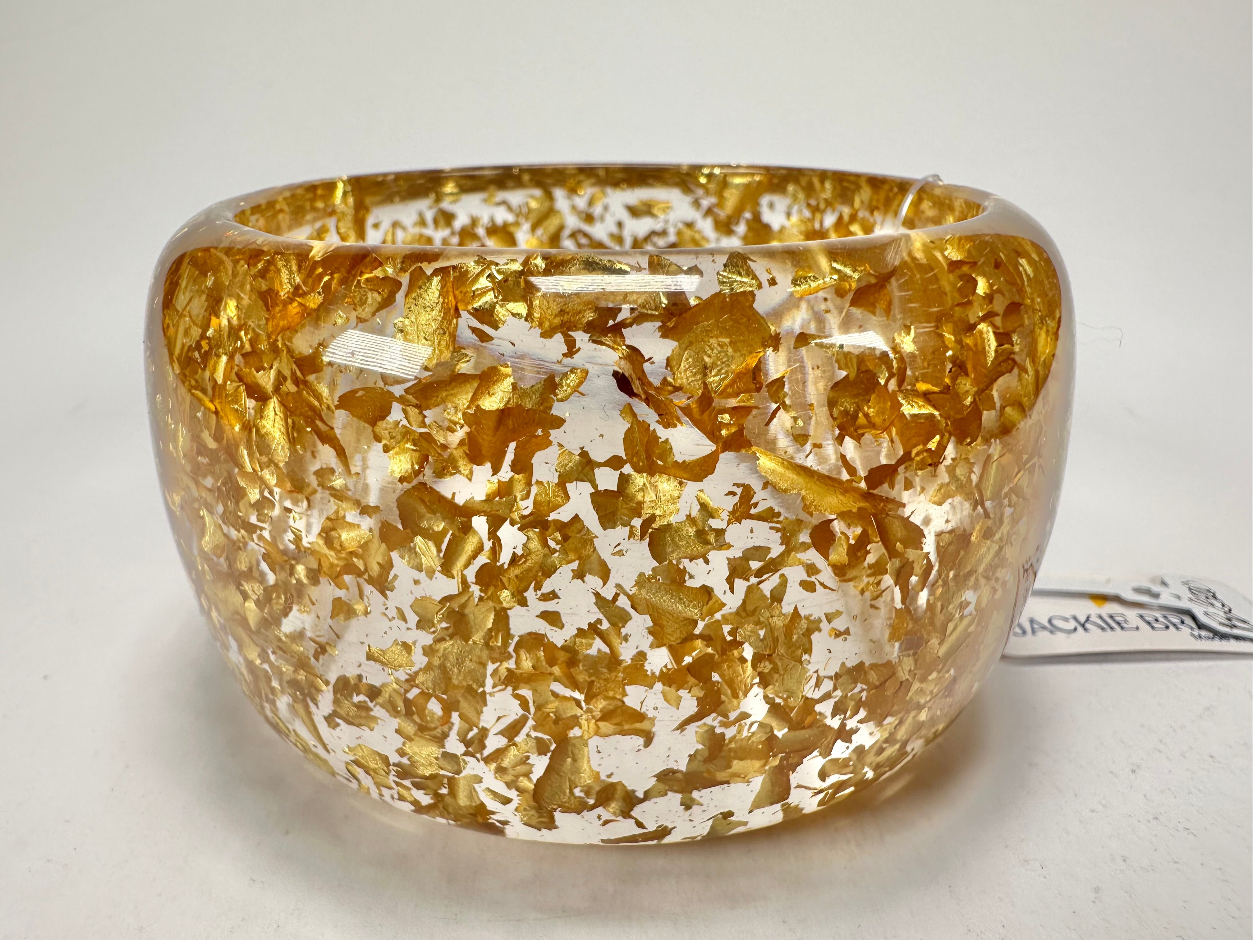 Jackie Brazil "Carmen" Gold Flakes 5cm Resin Bangle ( B2500 )