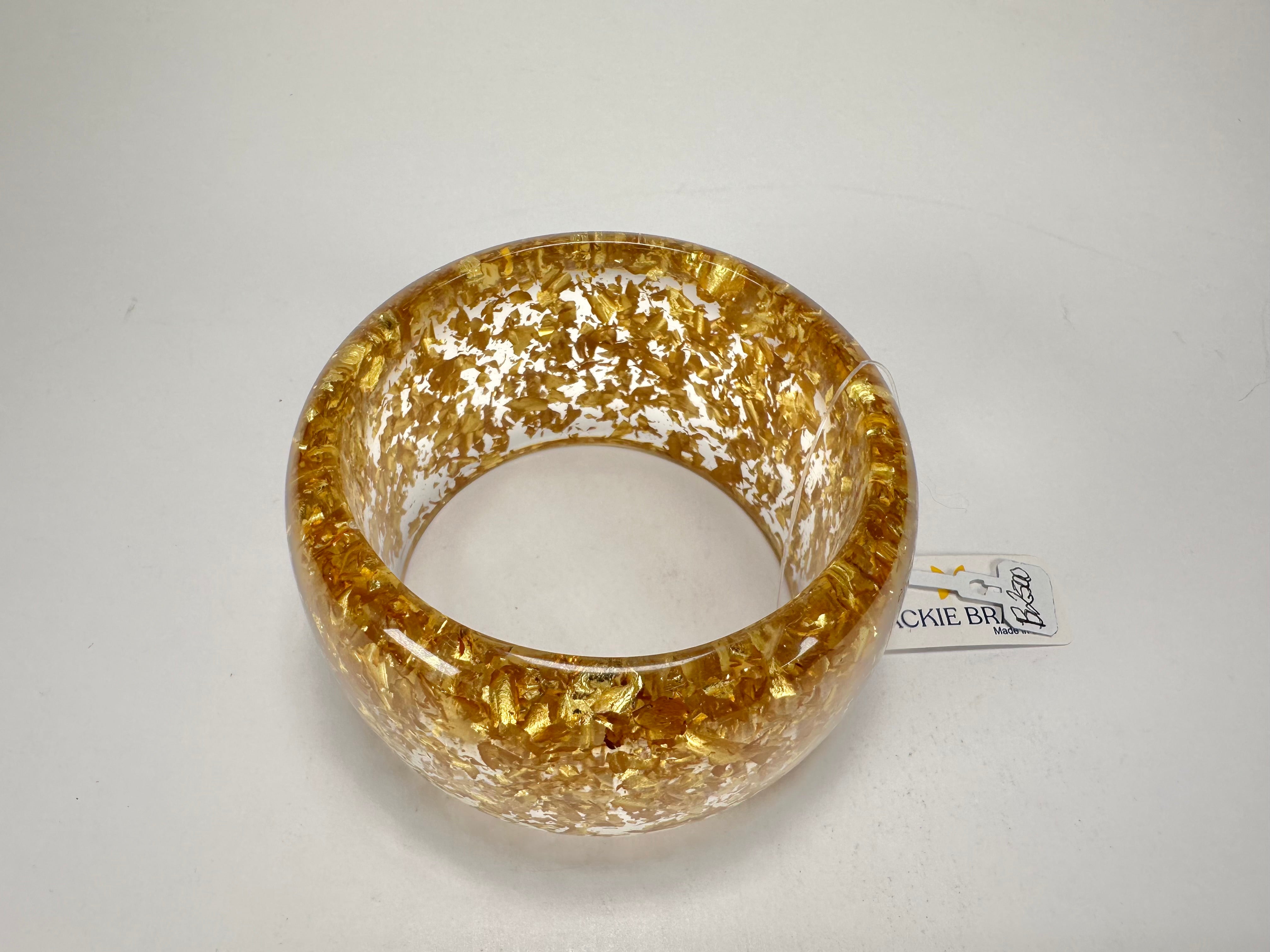 Jackie Brazil "Carmen" Gold Flakes 5cm Resin Bangle ( B2500 )