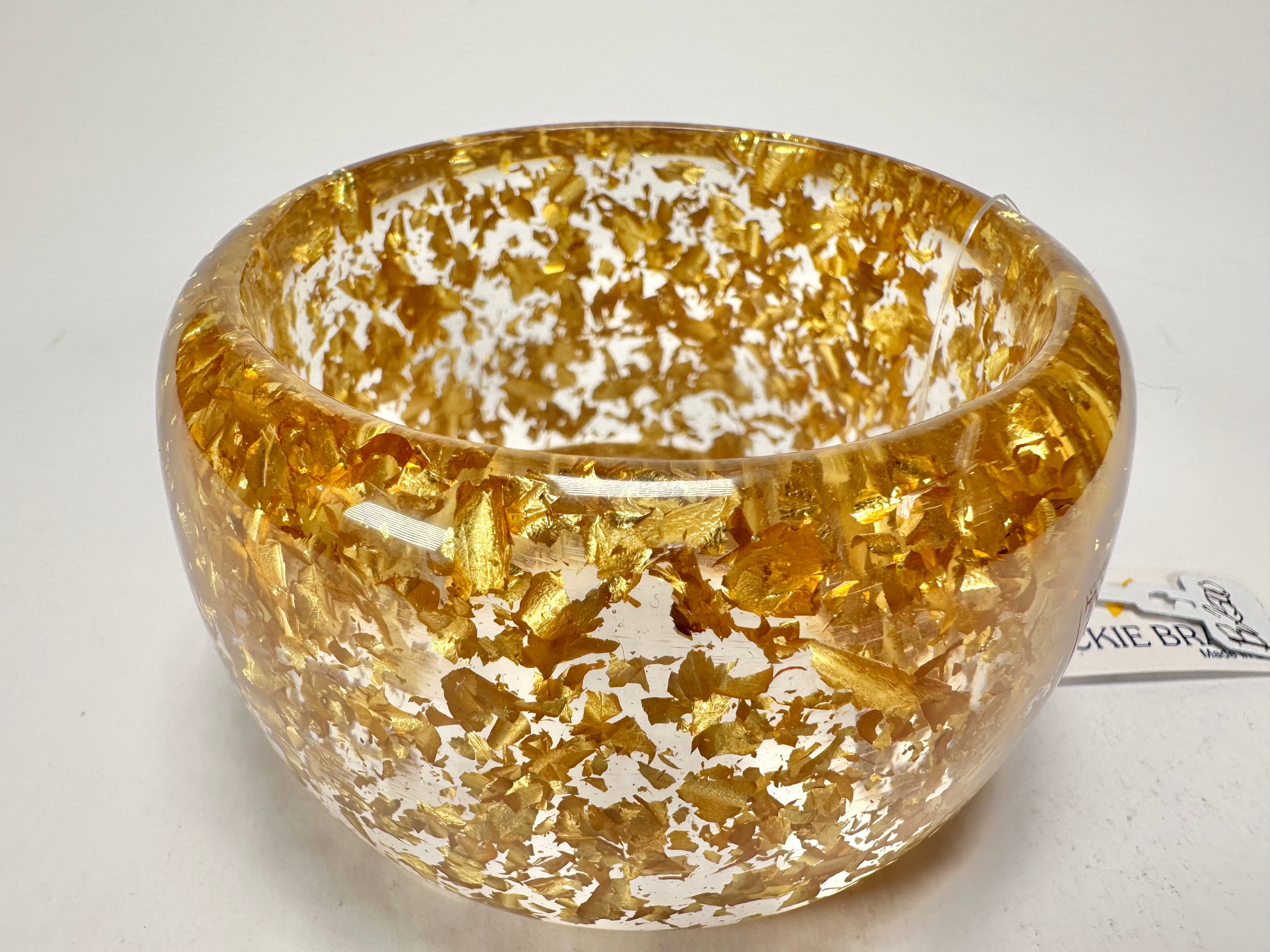 Jackie Brazil "Carmen" Gold Flakes 5cm Resin Bangle ( B2500 )