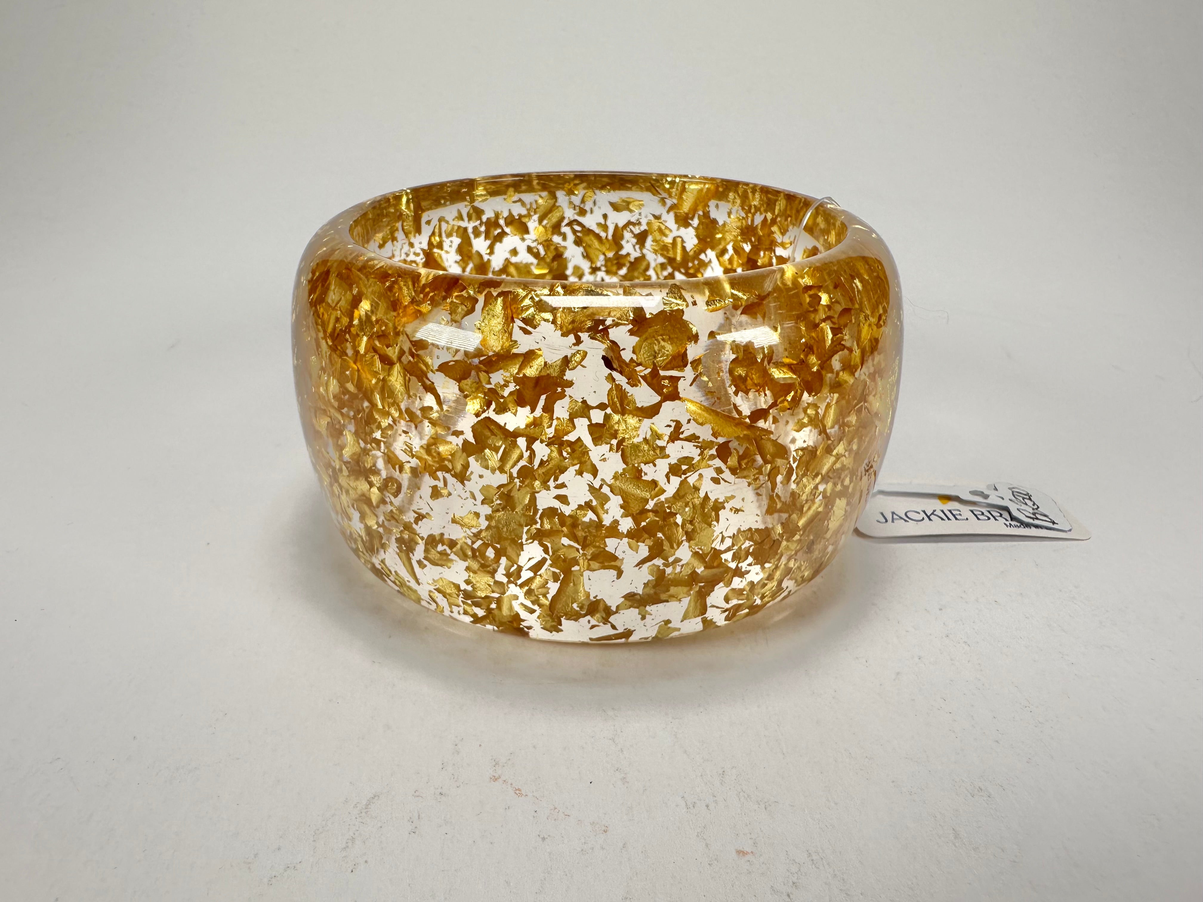 Jackie Brazil "Carmen" Gold Flakes 5cm Resin Bangle ( B2500 )