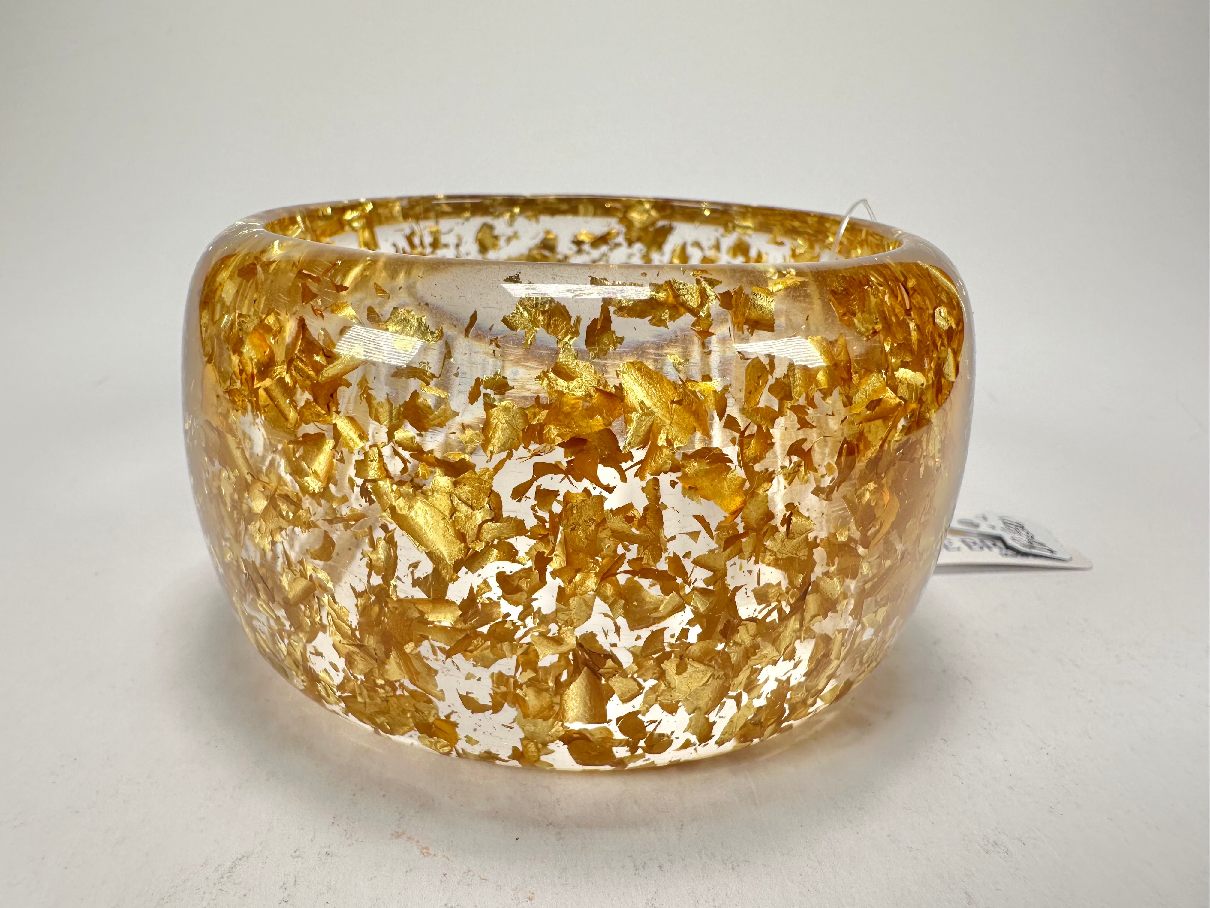 Jackie Brazil "Carmen" Gold Flakes 5cm Resin Bangle ( B2500 )