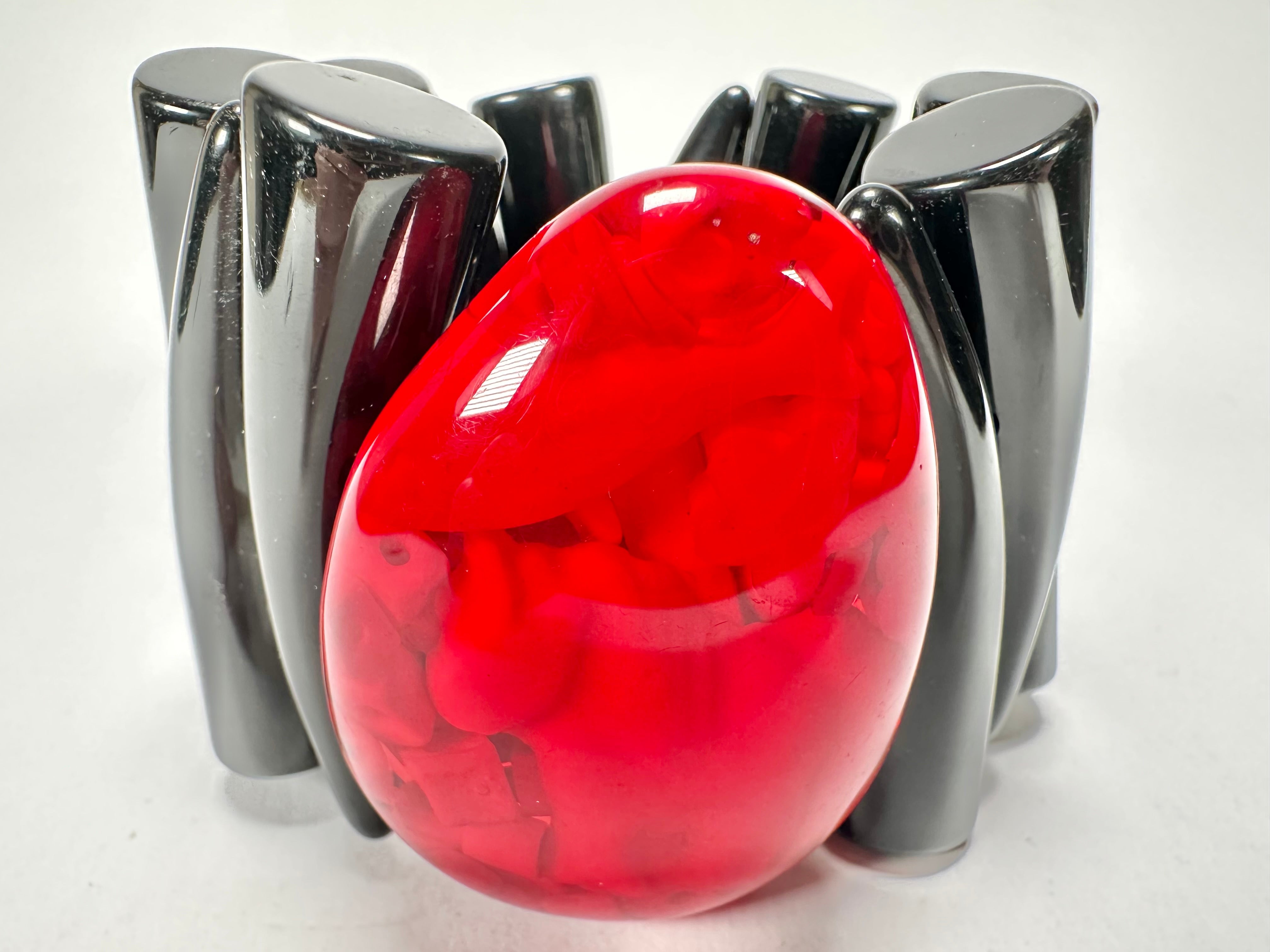 Jackie Brazil "Safari" Tusks w/Red Pendant Elasticated Bracelet ( B1020 )