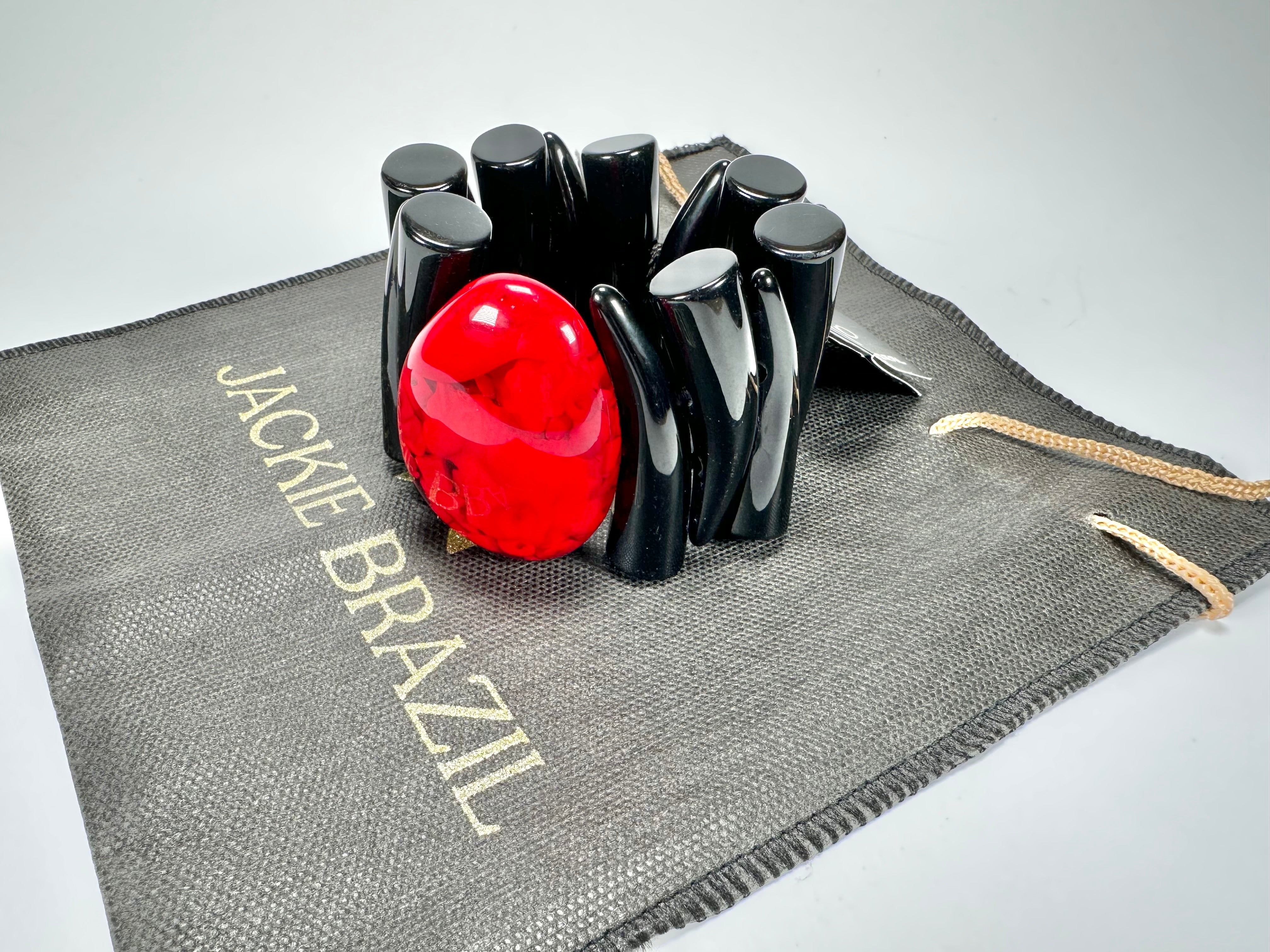 Jackie Brazil "Safari" Tusks w/Red Pendant Elasticated Bracelet ( B1020 )