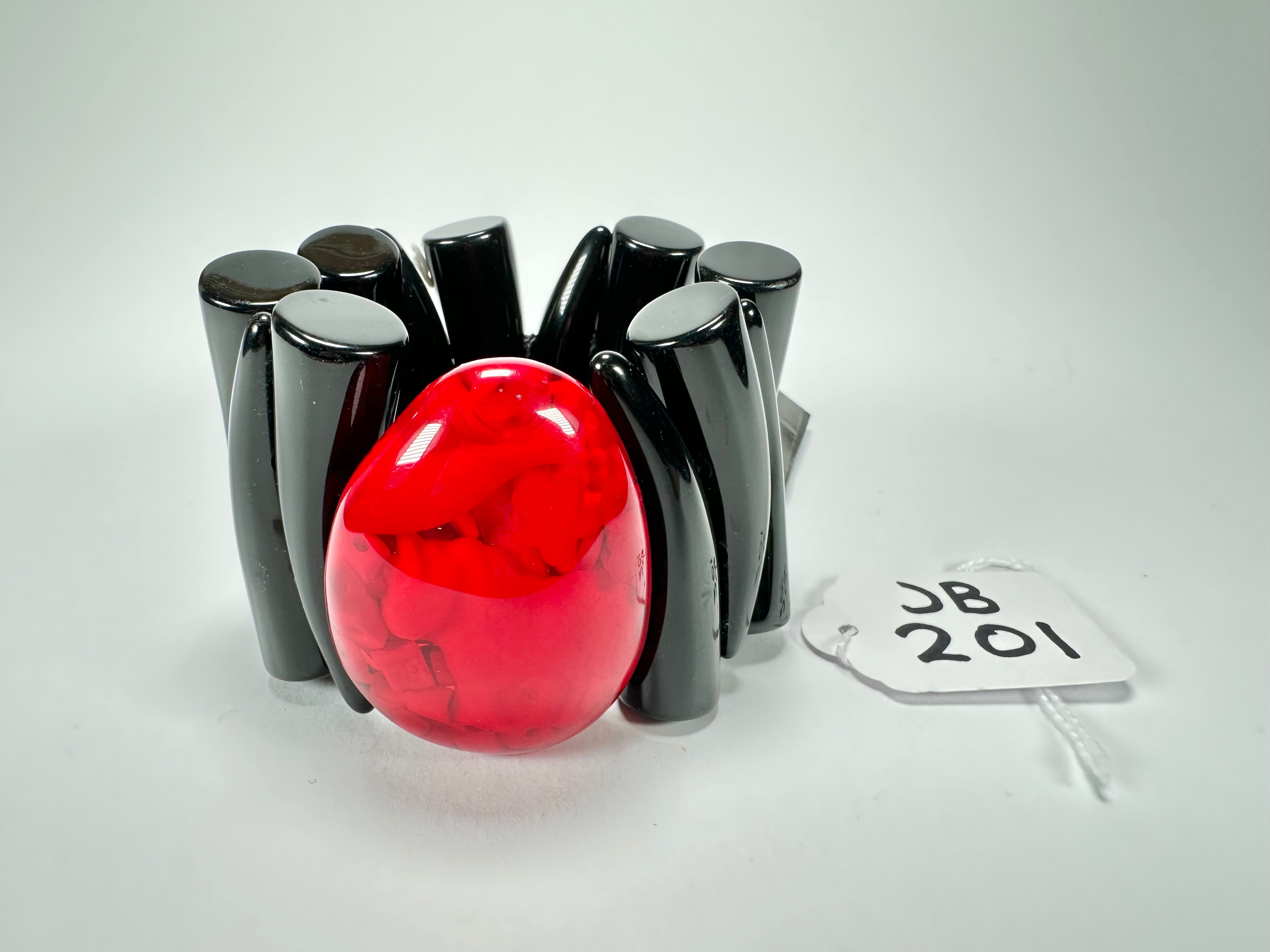 Jackie Brazil "Safari" Tusks w/Red Pendant Elasticated Bracelet ( B1020 )