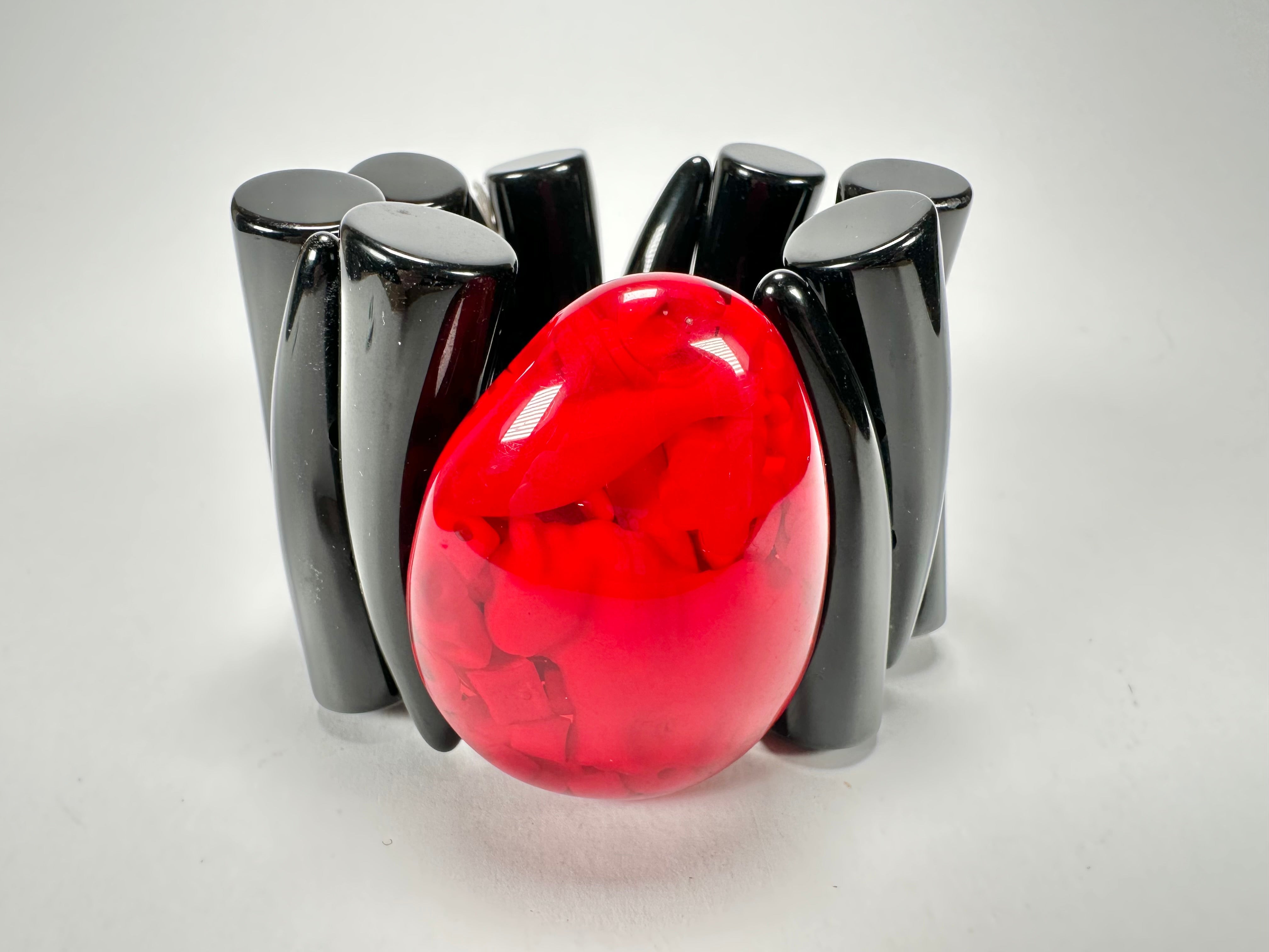 Jackie Brazil "Safari" Tusks w/Red Pendant Elasticated Bracelet ( B1020 )