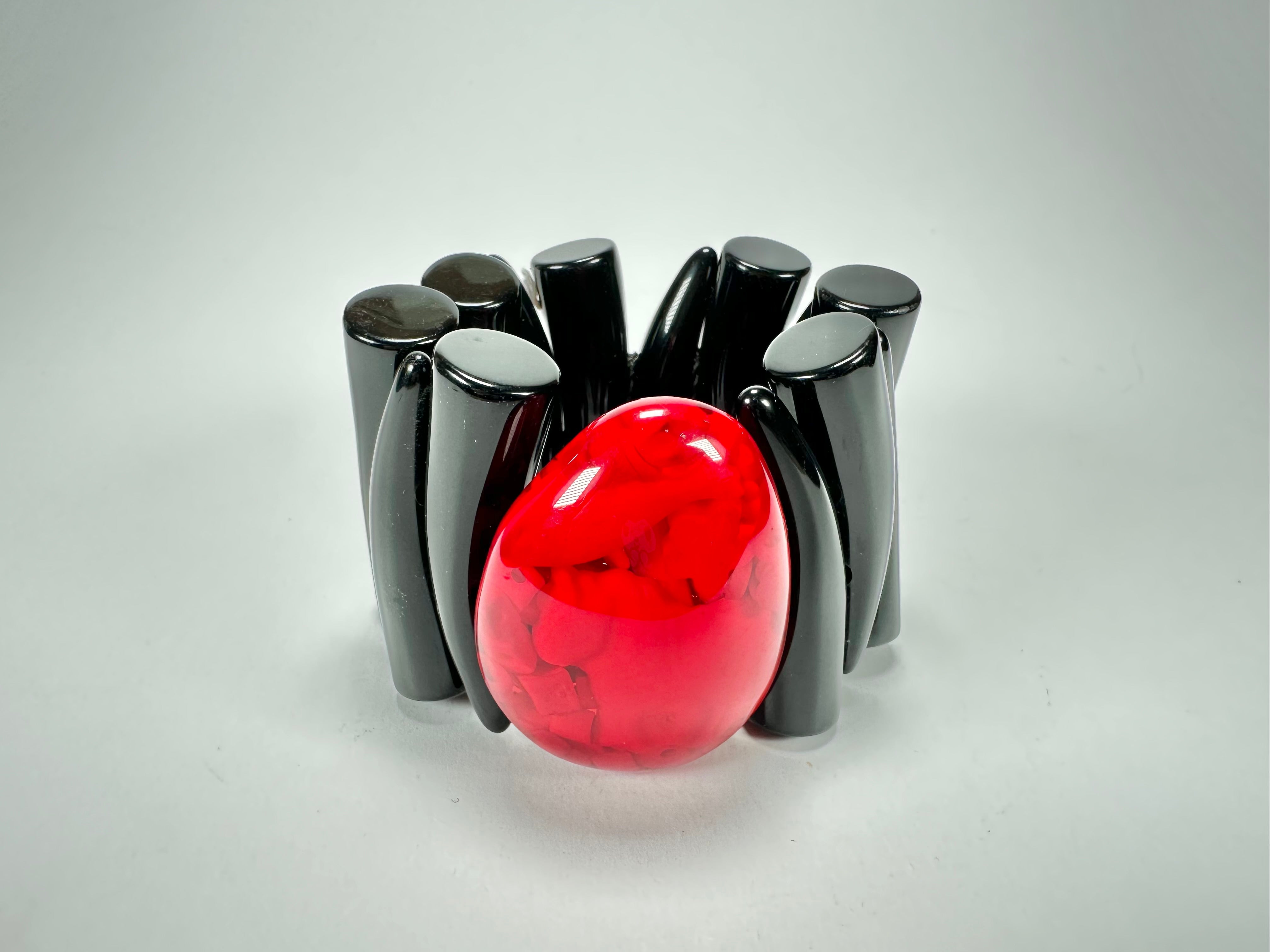 Jackie Brazil "Safari" Tusks w/Red Pendant Elasticated Bracelet ( B1020 )
