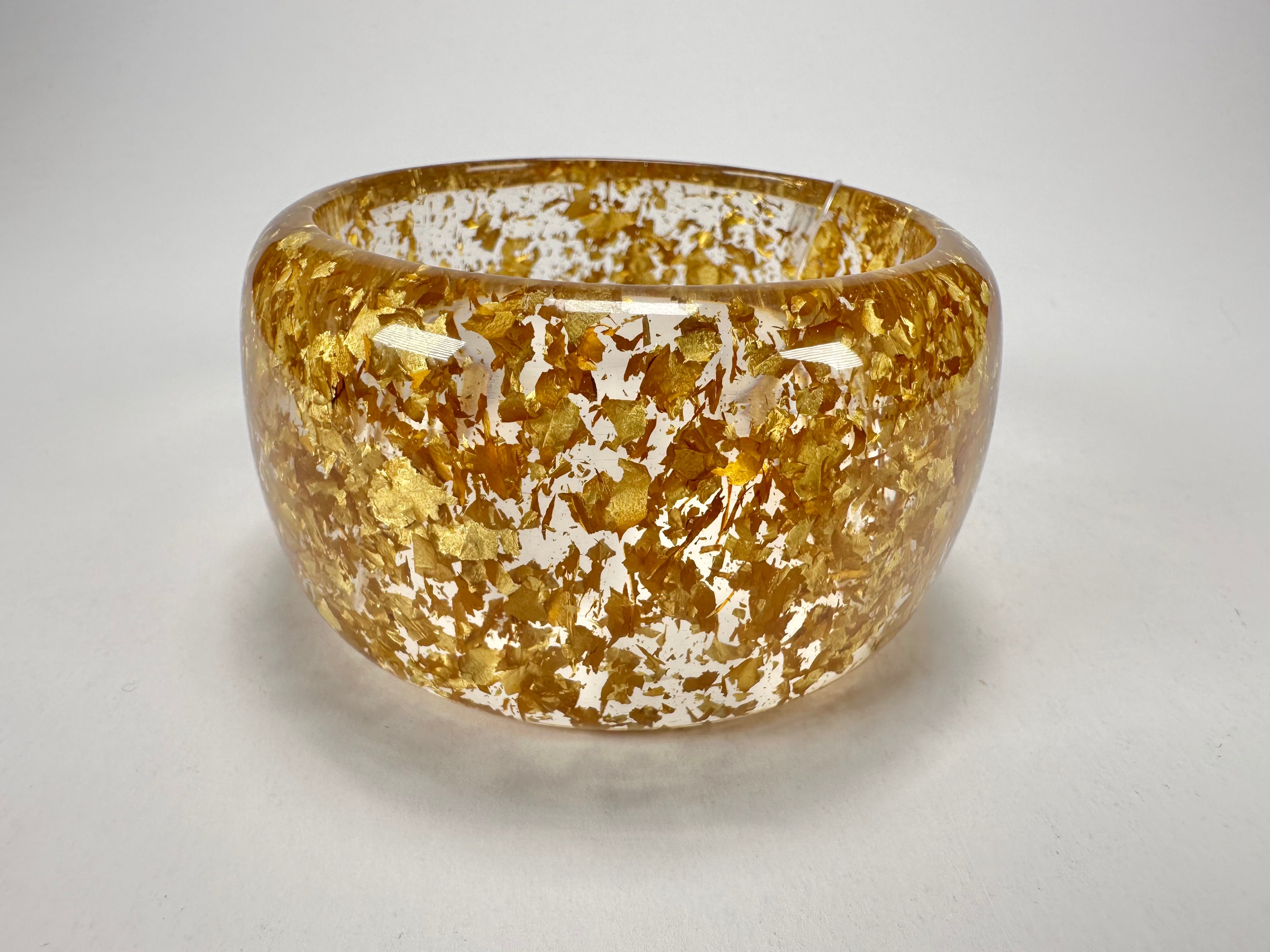 Jackie Brazil "Carmen" Gold Flakes 5cm Resin Bangle ( B2500 )