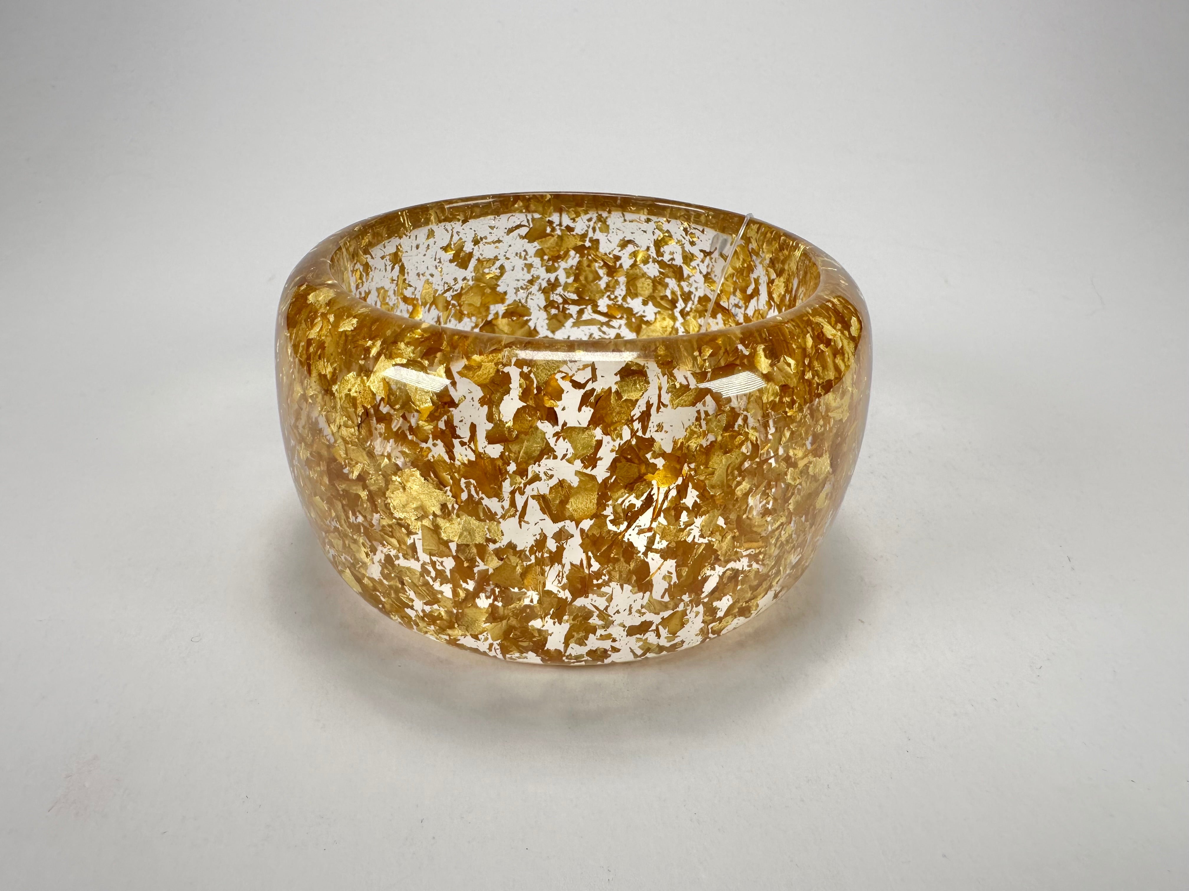 Jackie Brazil "Carmen" Gold Flakes 5cm Resin Bangle ( B2500 )