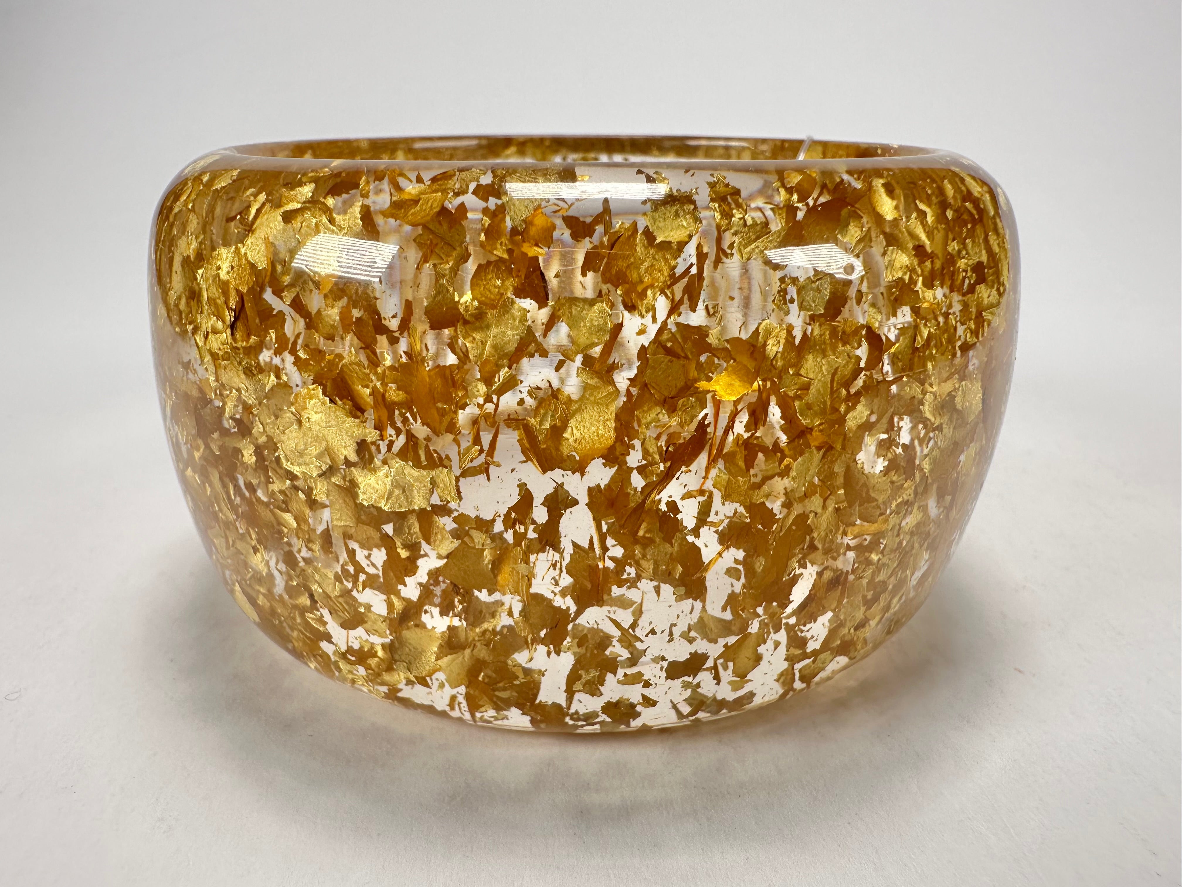 Jackie Brazil "Carmen" Gold Flakes 5cm Resin Bangle ( B2500 )