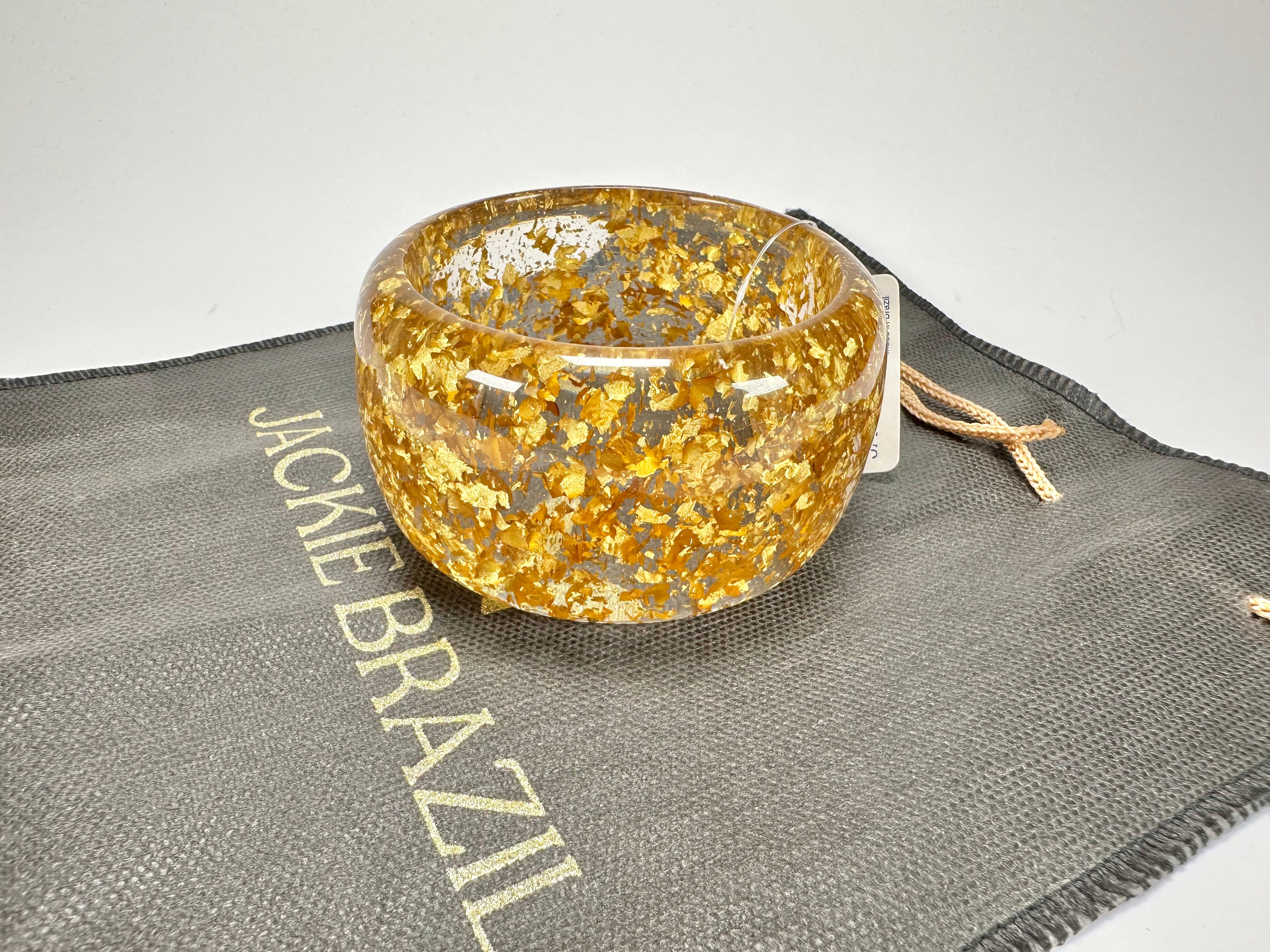 Jackie Brazil "Carmen" Gold Flakes 5cm Resin Bangle ( B2500 )