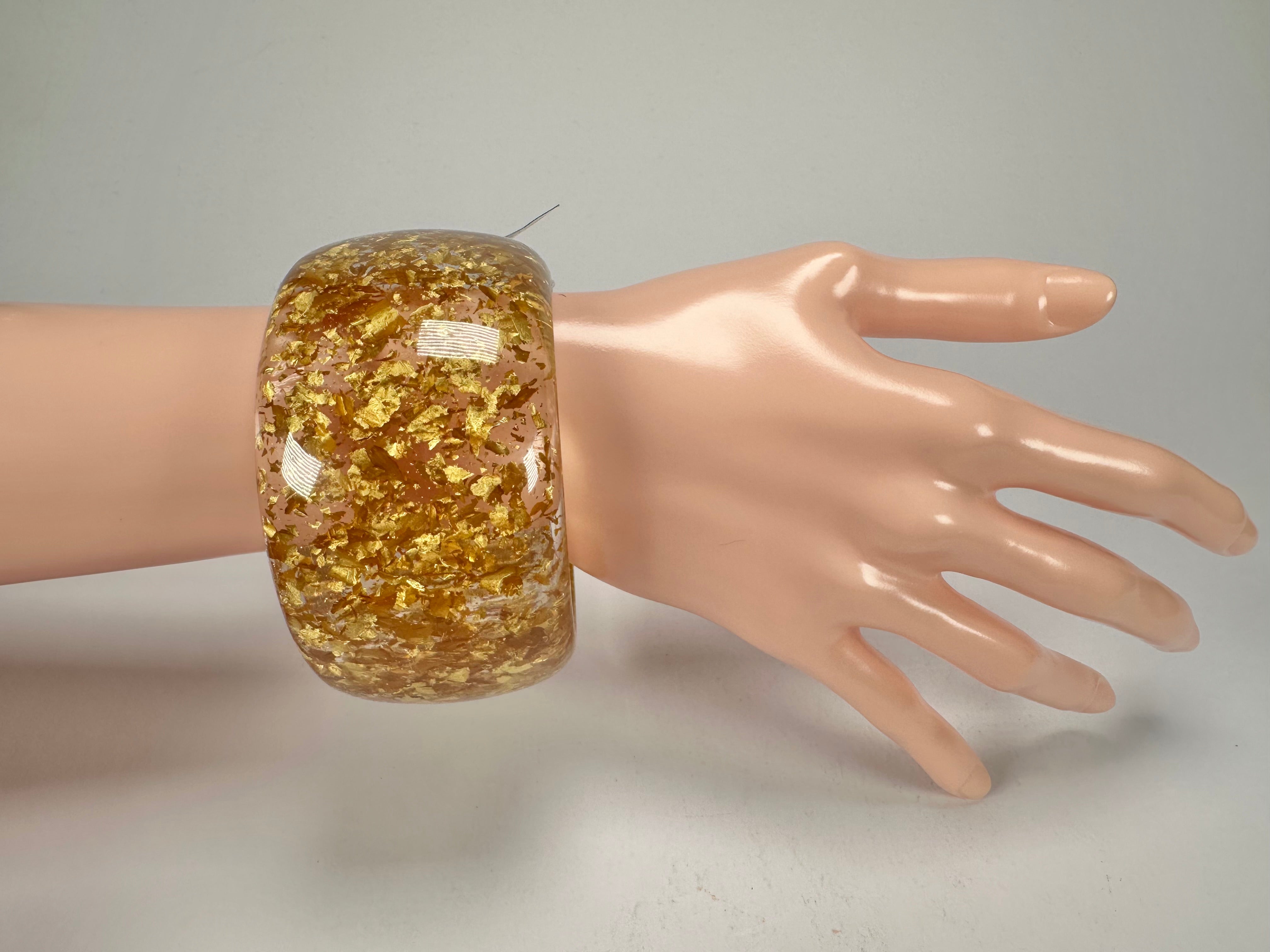 Jackie Brazil "Carmen" Gold Flakes 5cm Resin Bangle ( B2500 )