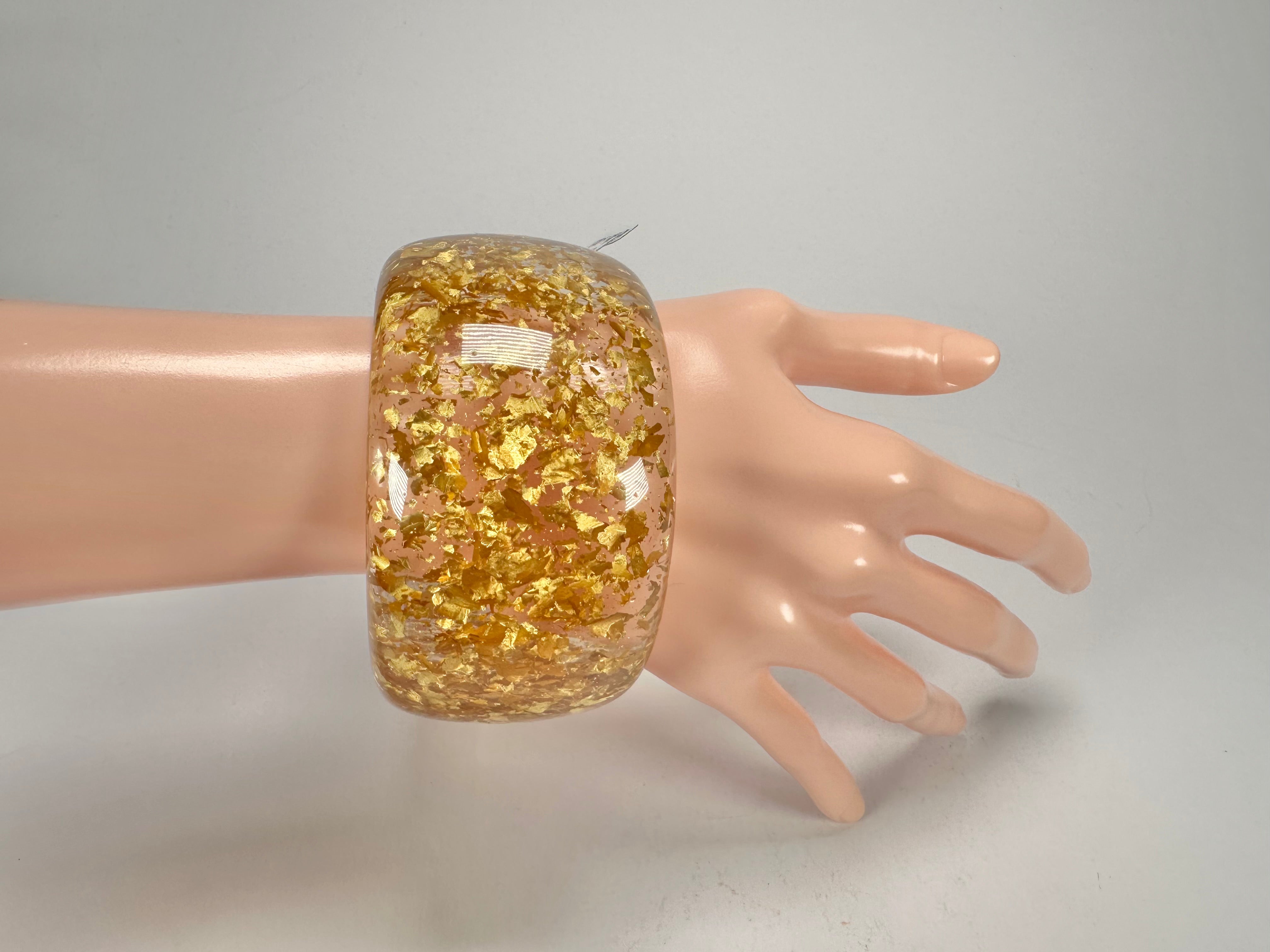 Jackie Brazil "Carmen" Gold Flakes 5cm Resin Bangle ( B2500 )